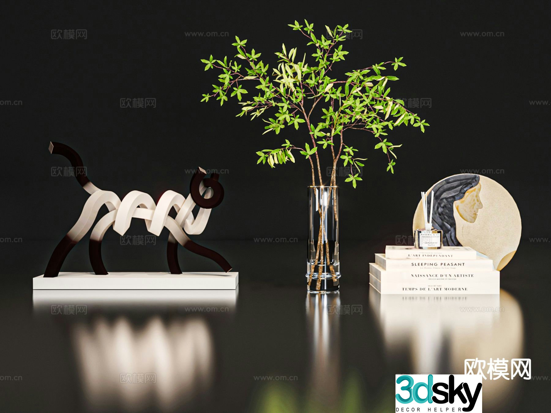 Modern jewelry ornaments books vase 3d model