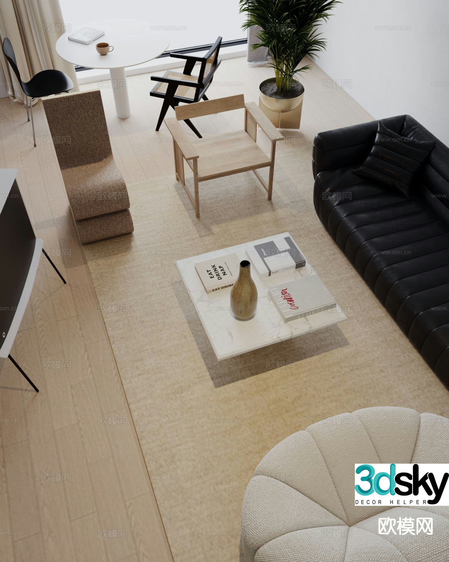 Modern coffee table armchair leisure chair leisure table and chair 3d model