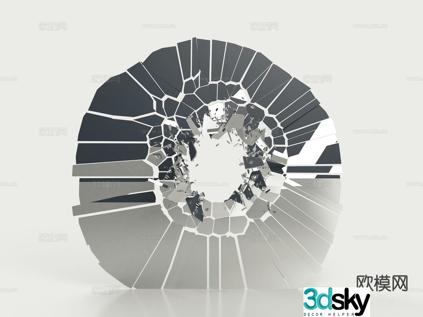 broken mirror decorative mirror splash glass 3d model