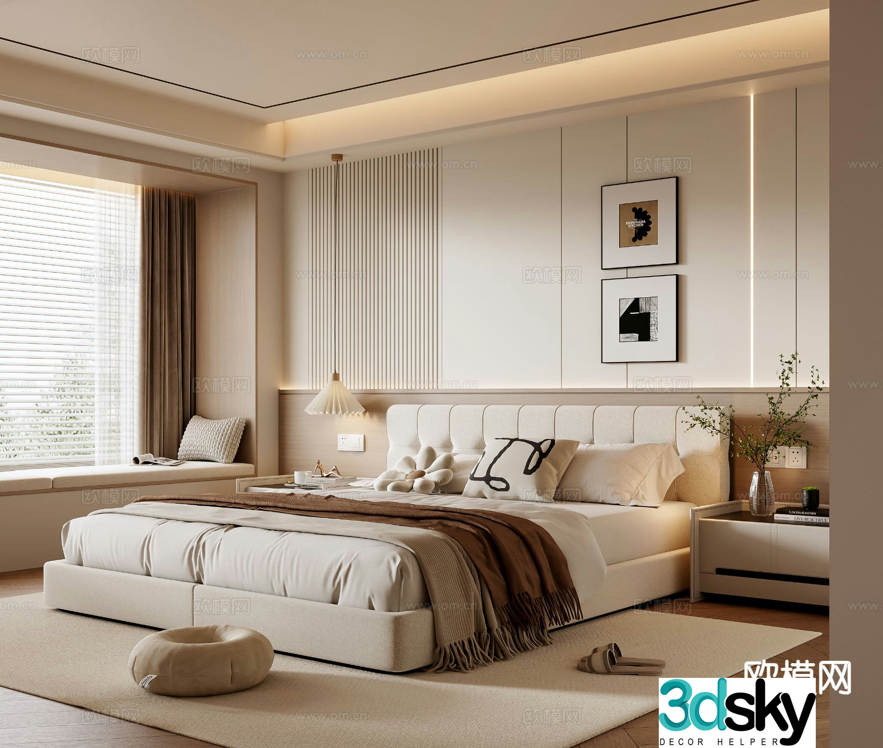 Cream style bedroom master bedroom 3d model
