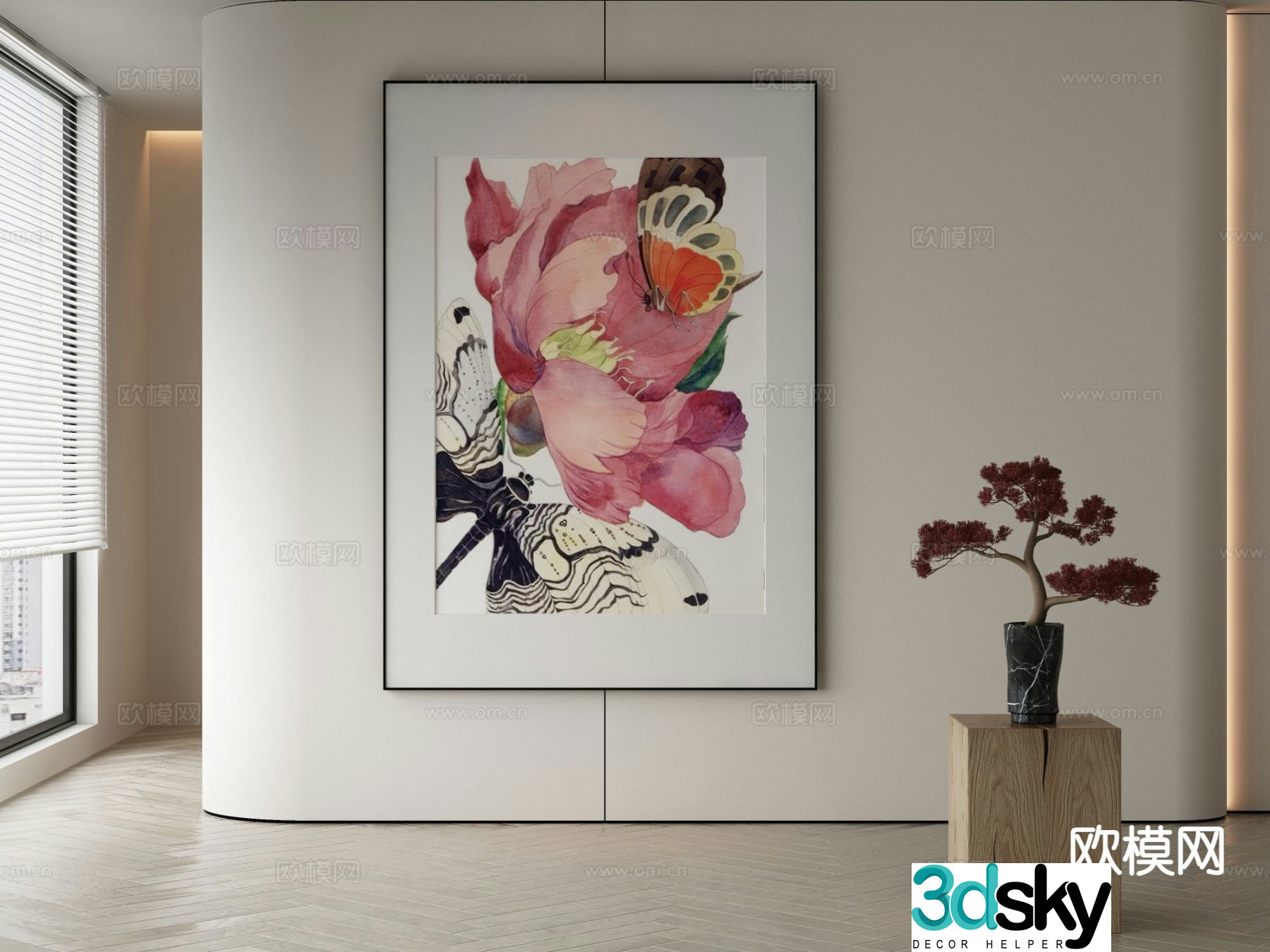 New Chinese style decorative painting ink painting hanging painting 3D model