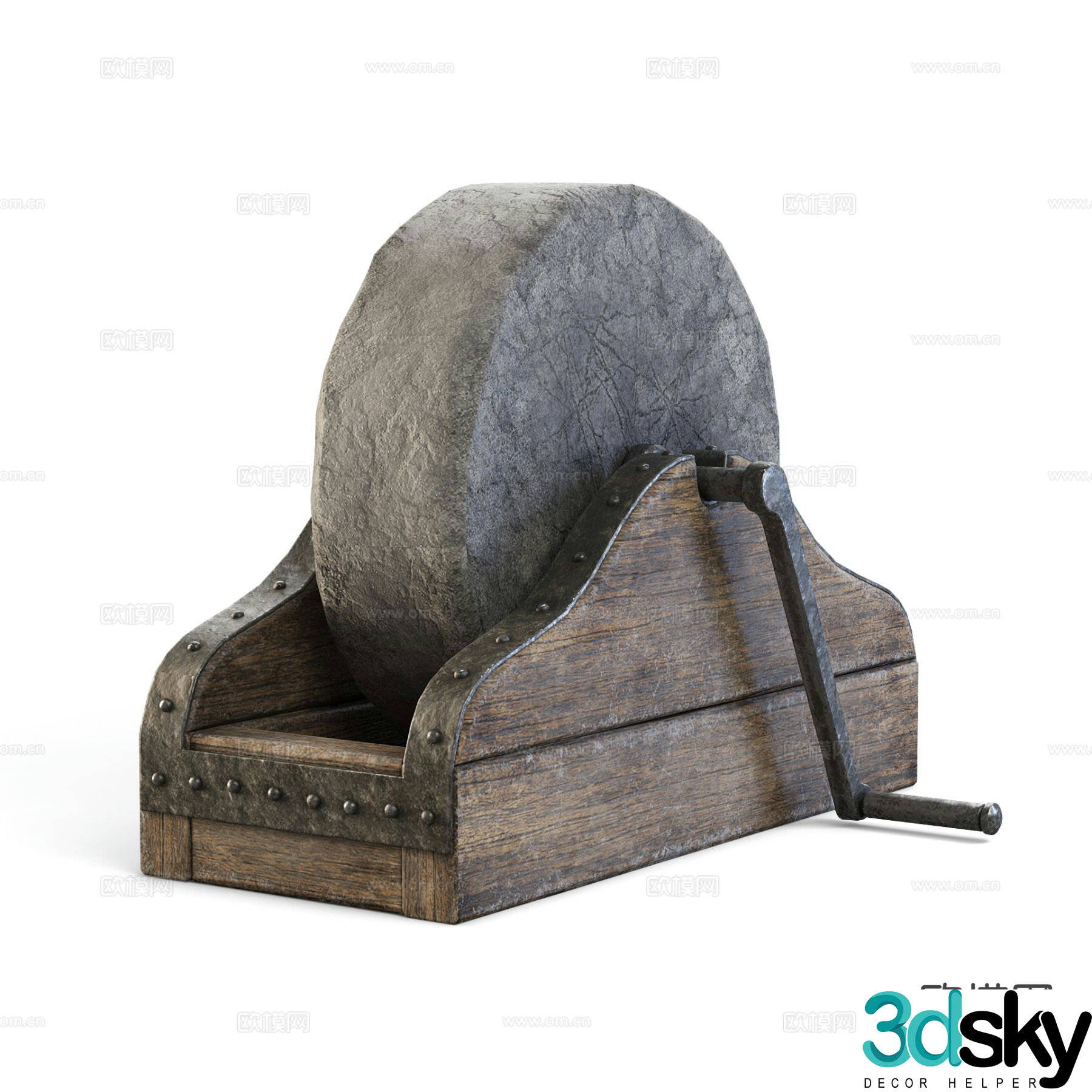 whetstone stone roller hardware tools blacksmith shop 3d model