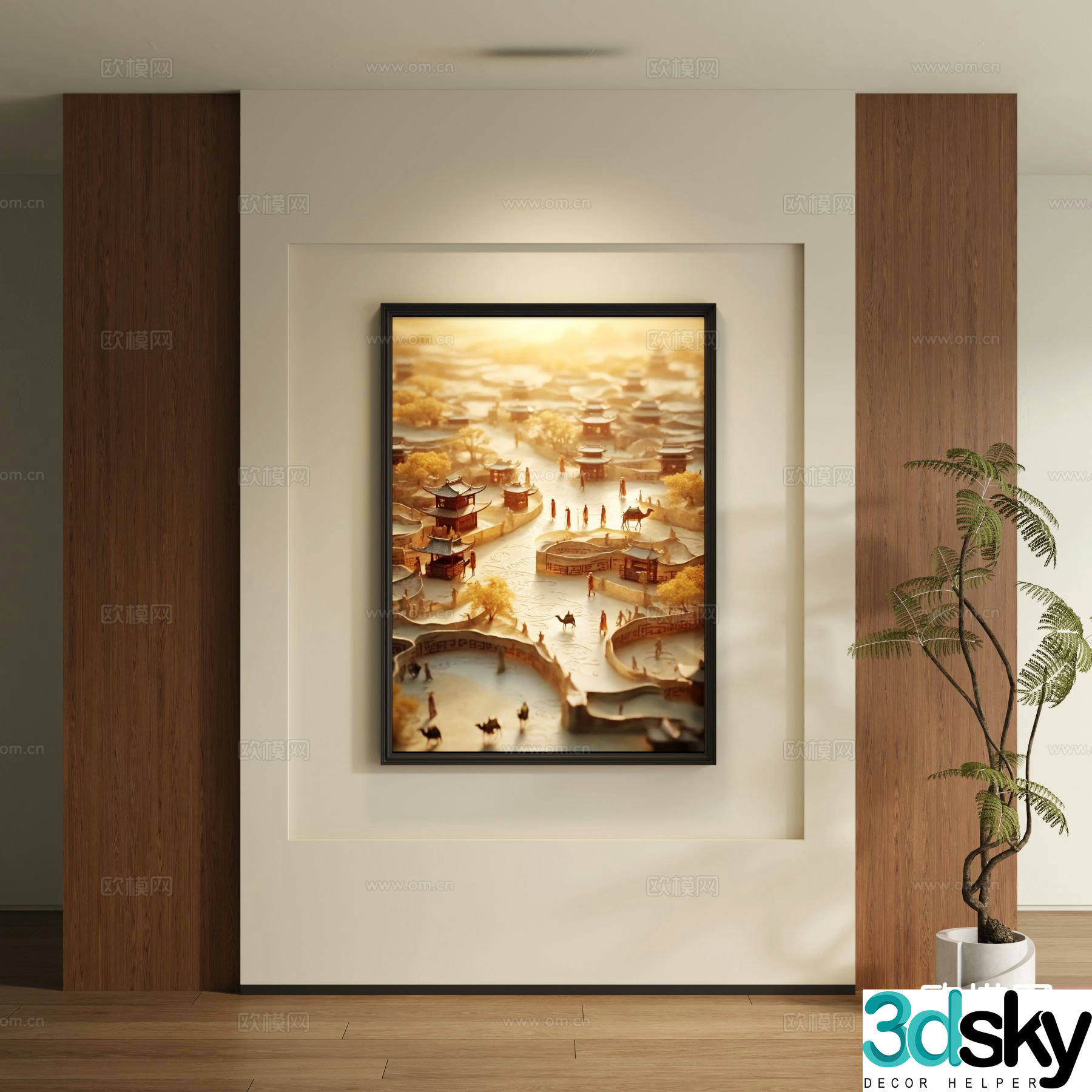 New Chinese style decorative painting architectural painting hanging painting 3D model