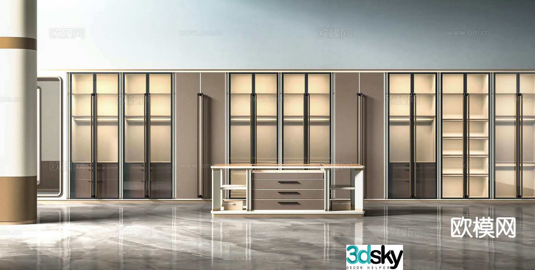 Light luxury wardrobe 3D model