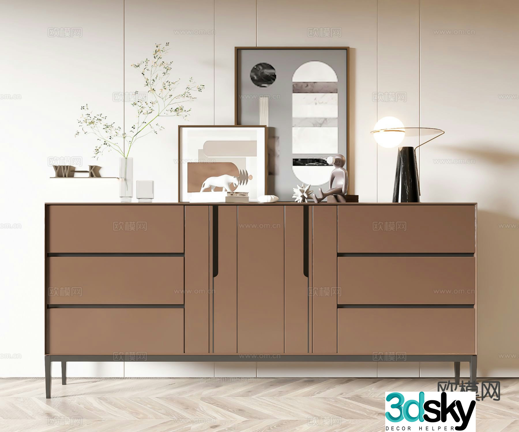 Modern side cabinet entrance cabinet 3d model