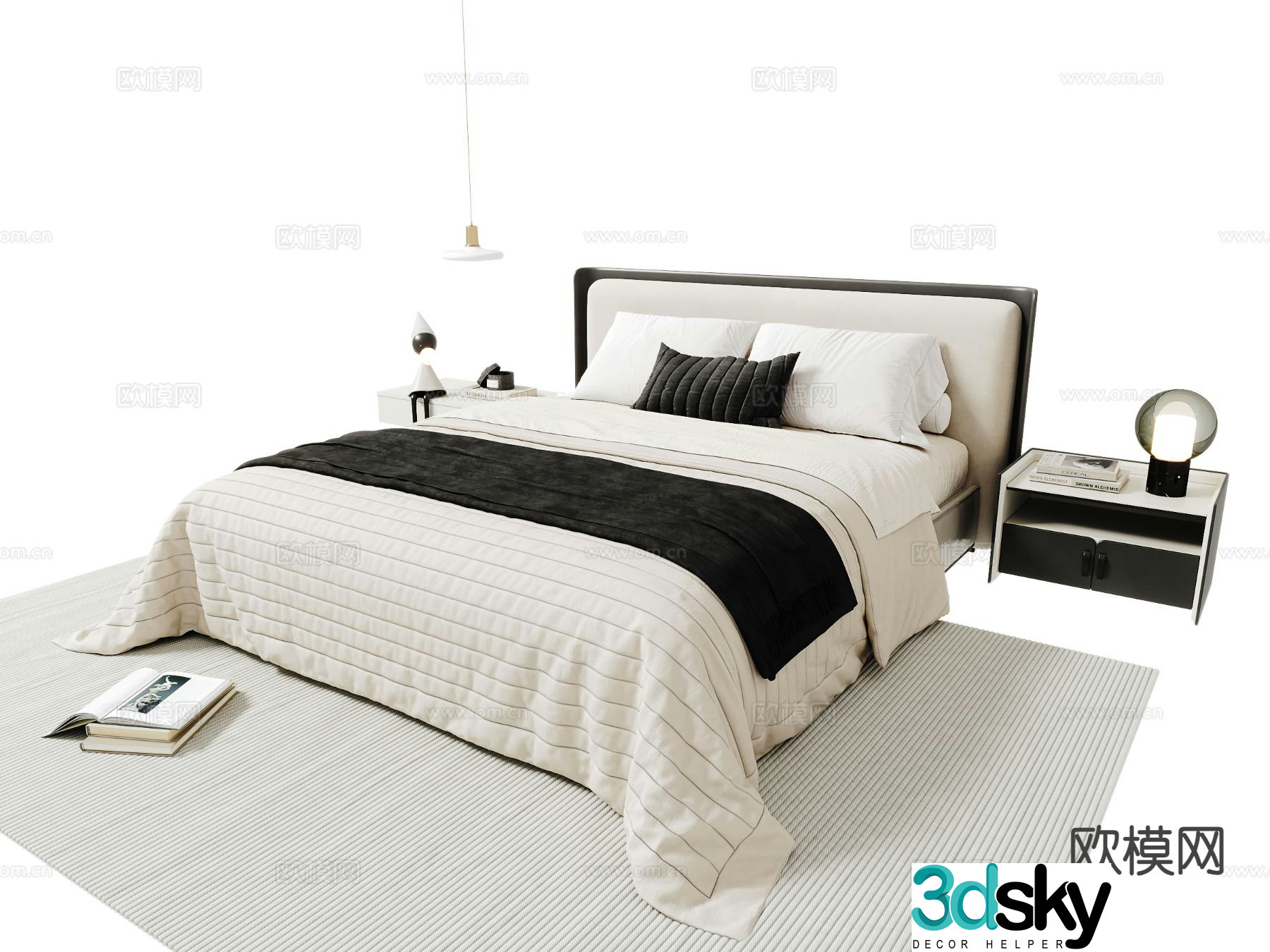 Modern double bed 3d model