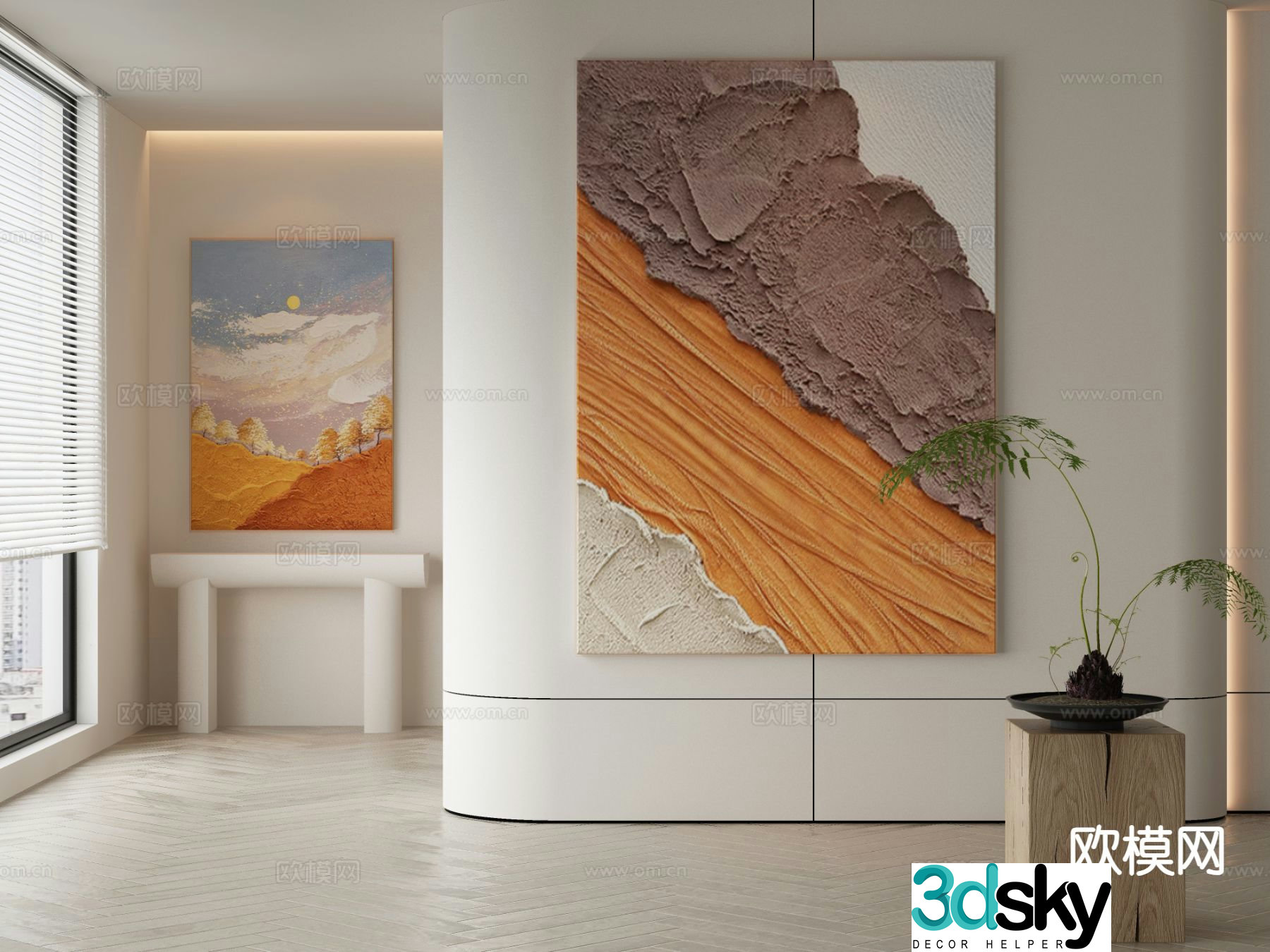 Modern decorative painting texture painting oil painting 3d model