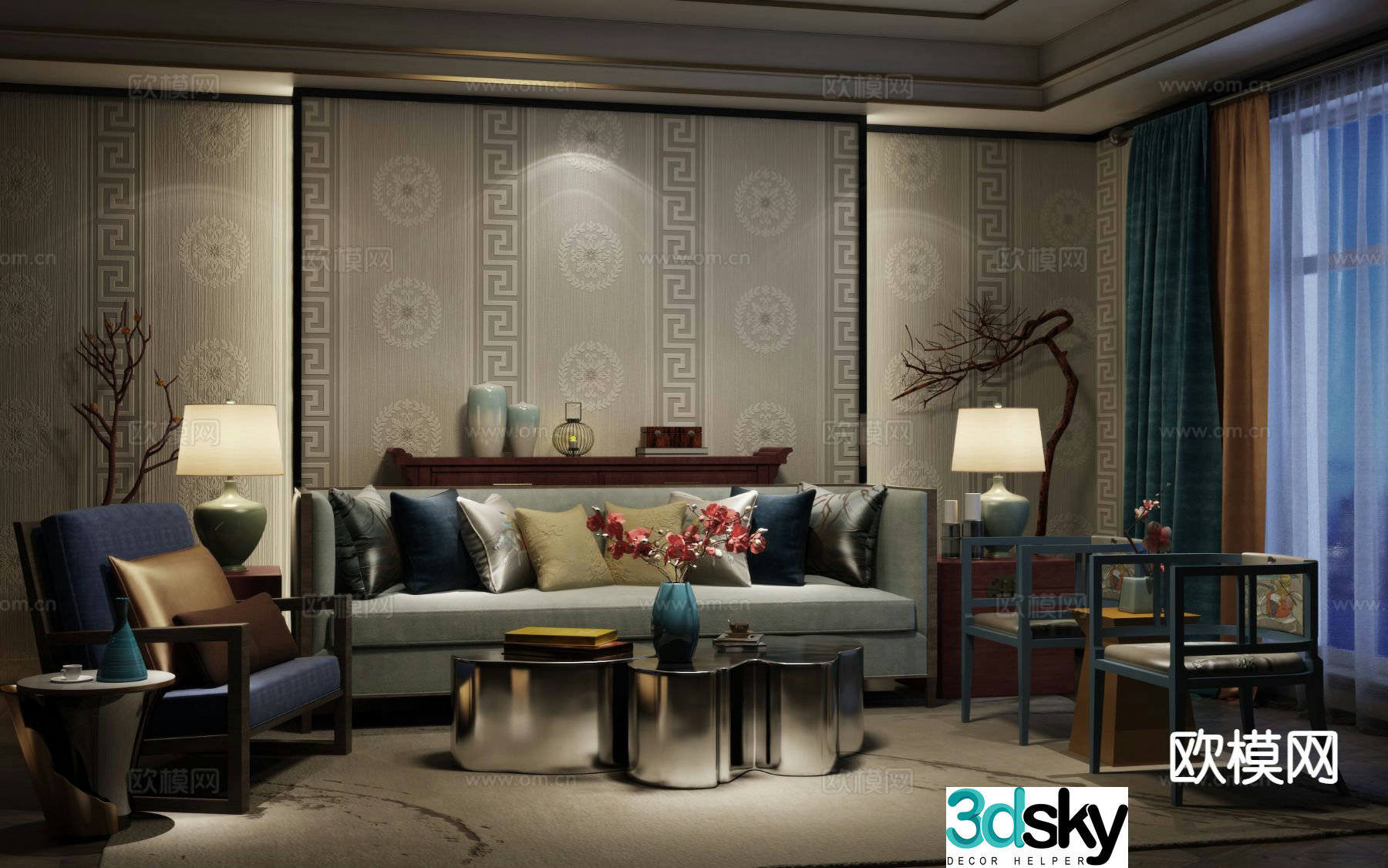 New Chinese style living room 3d model
