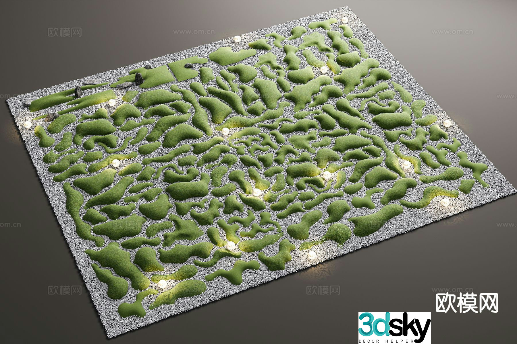 Modern micro-terrain green island slope grass slope earth bag slope 3D model