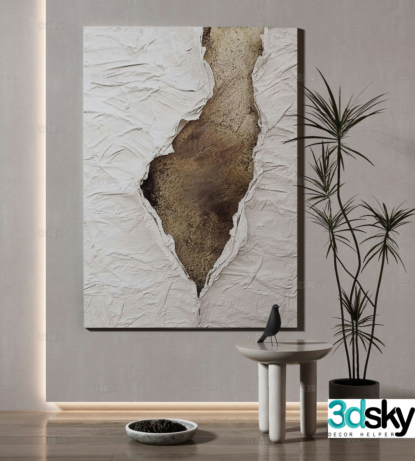 Wabi-sabi style abstract painting texture painting decorative painting 3D model