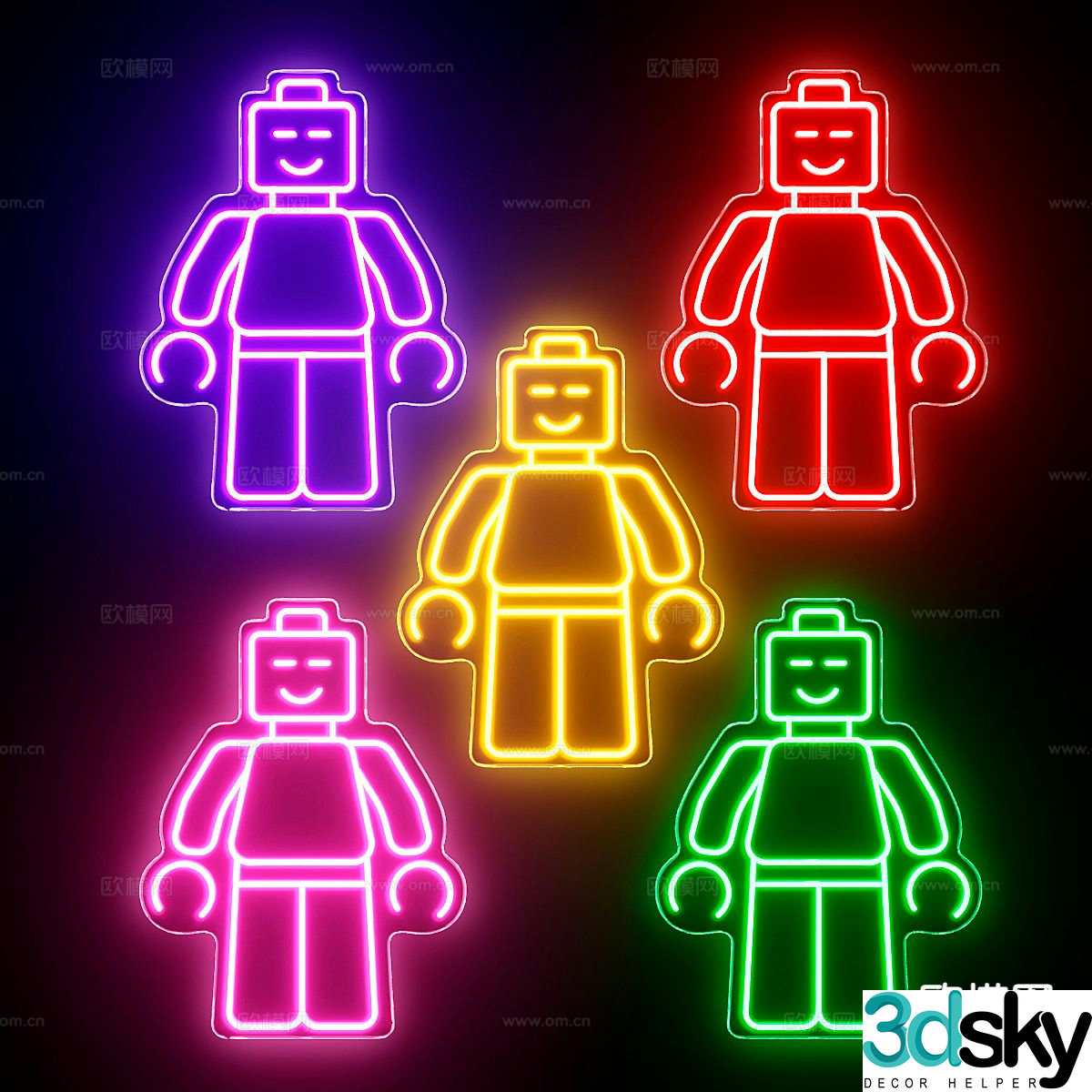 Robot decorative light neon light glowing light 3d model