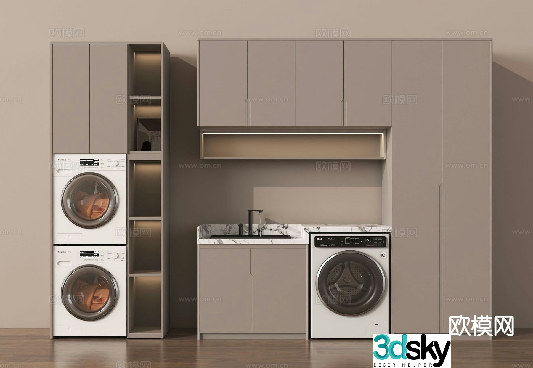 Washing machine cabinet washing and drying machine balcony cabinet 3D model