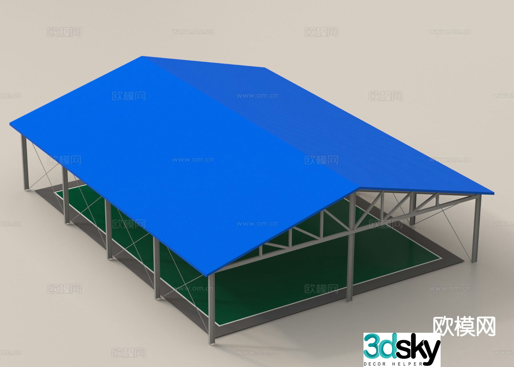 Factory structure workshop steel structure warehouse workshop carport 3d model