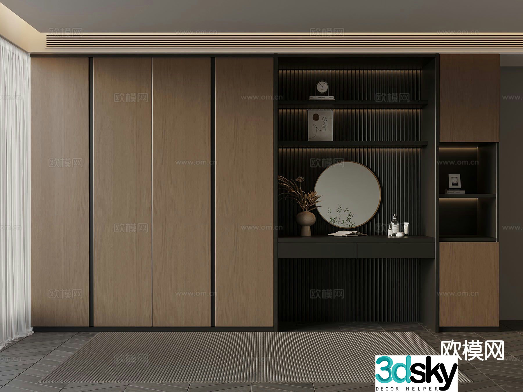 Italian style wardrobe dresser integrated cabinet 3d model