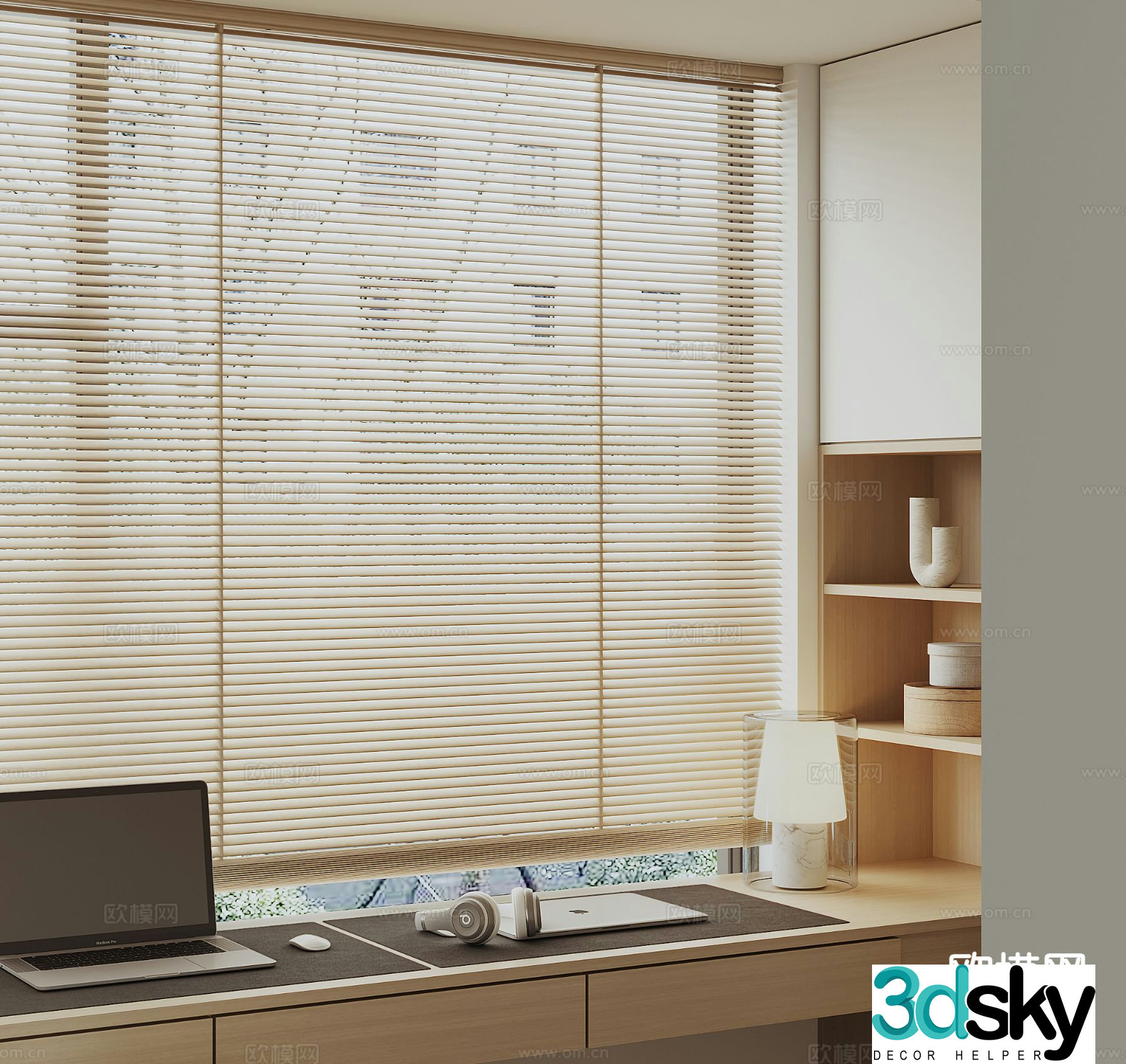 Modern Venetian Blinds Curtains Blackout Blinds Bamboo Blinds 3d model