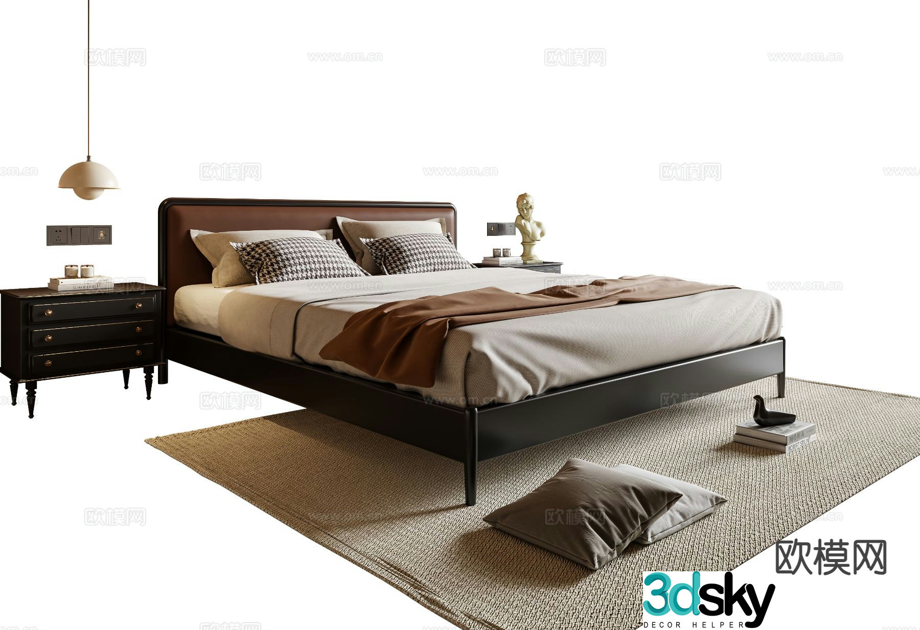 Medieval style double bed 3d model