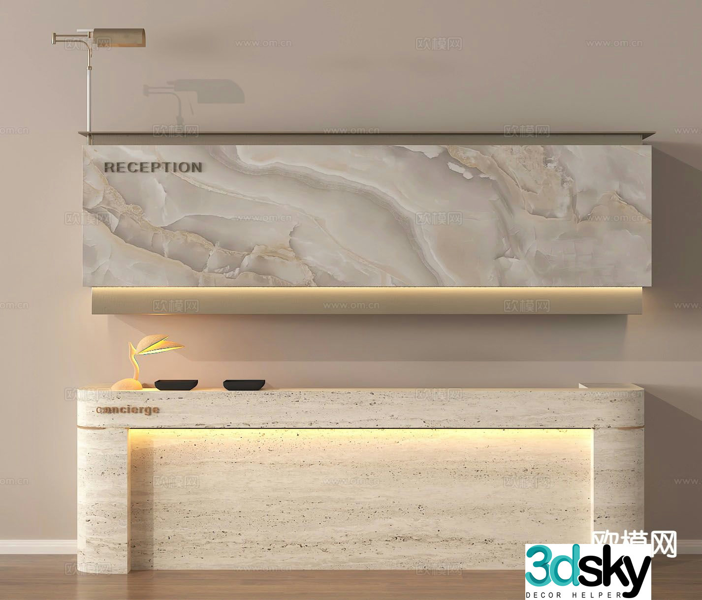 Modern front desk reception desk information desk service desk 3d model