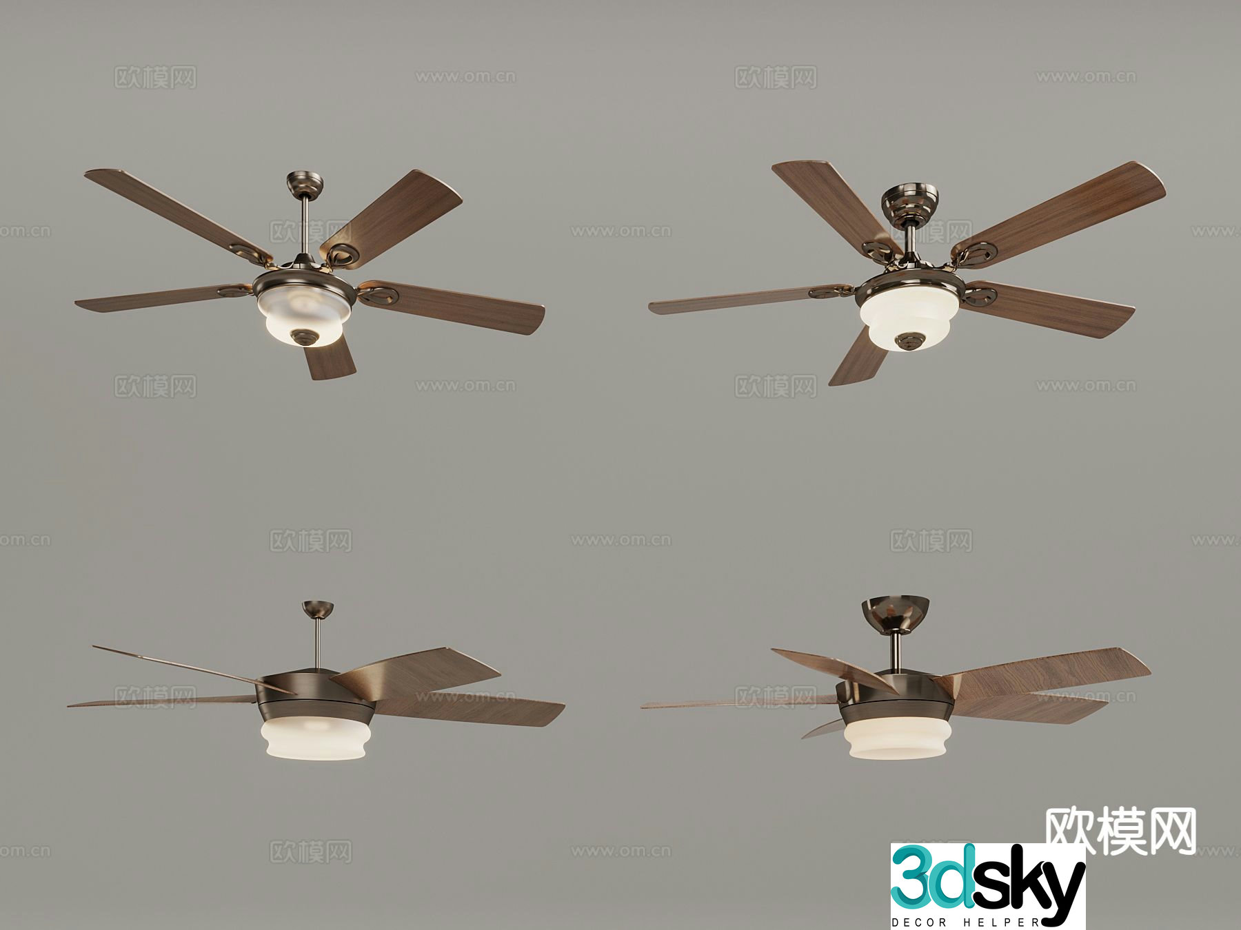 New Chinese style fan light 3d model