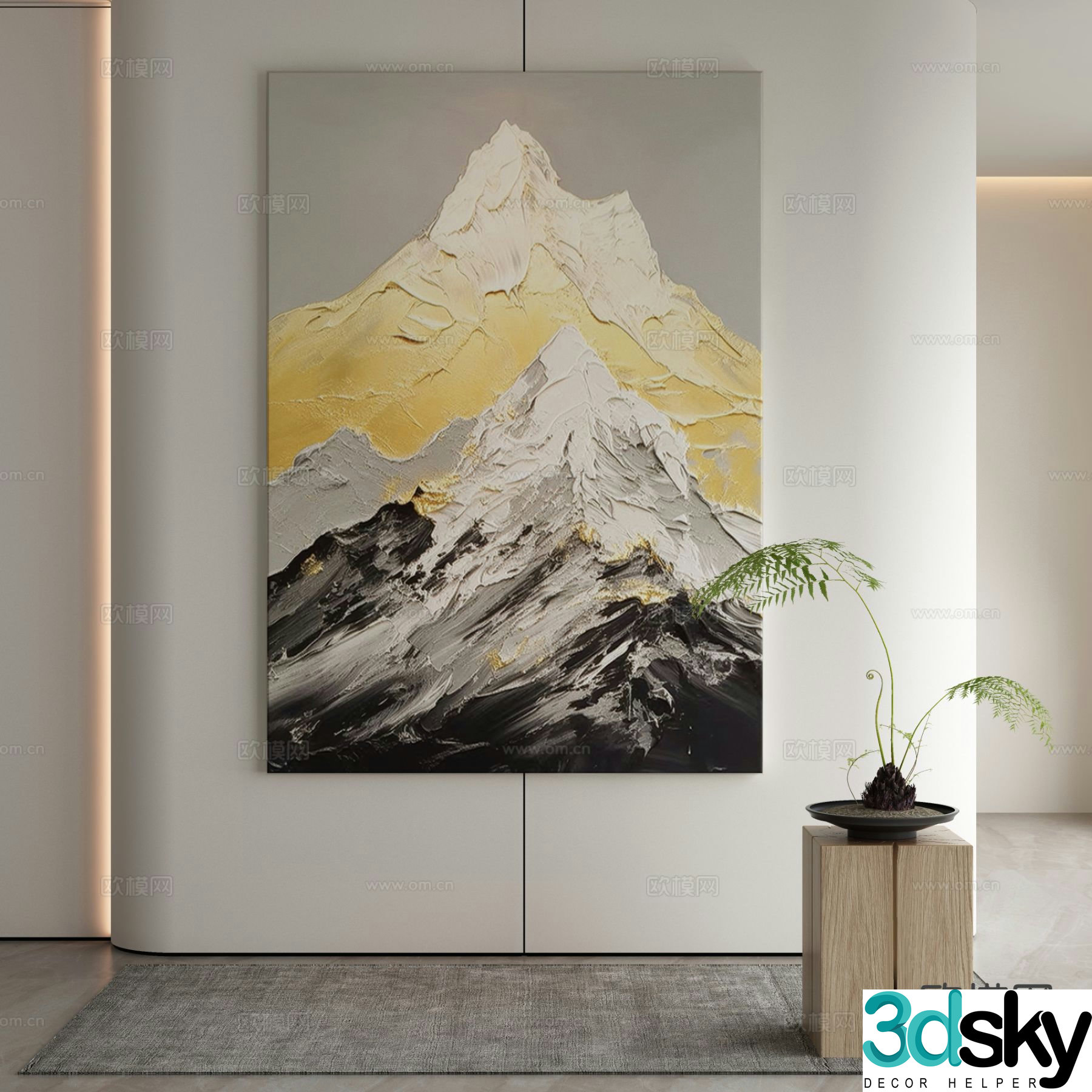 Modern decorative painting mountain hanging painting 3d model