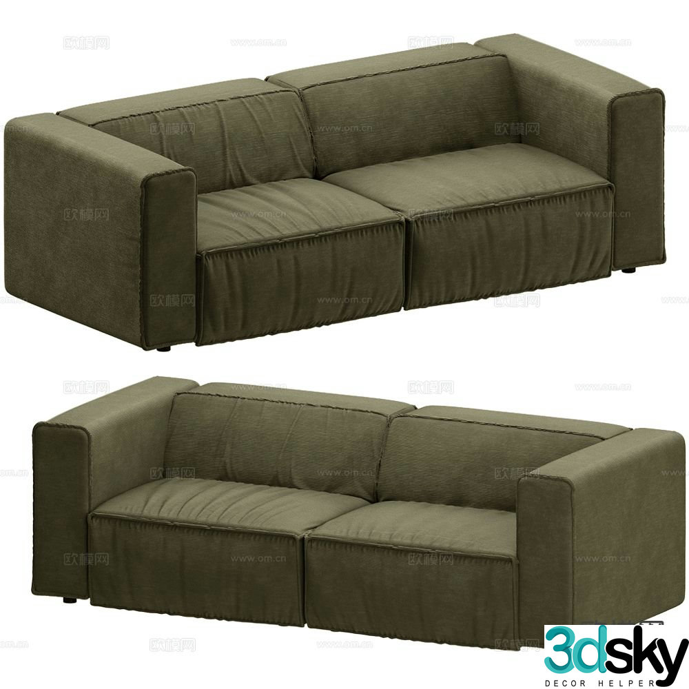 BoConcept modern double sofa tofu block sofa 3d model