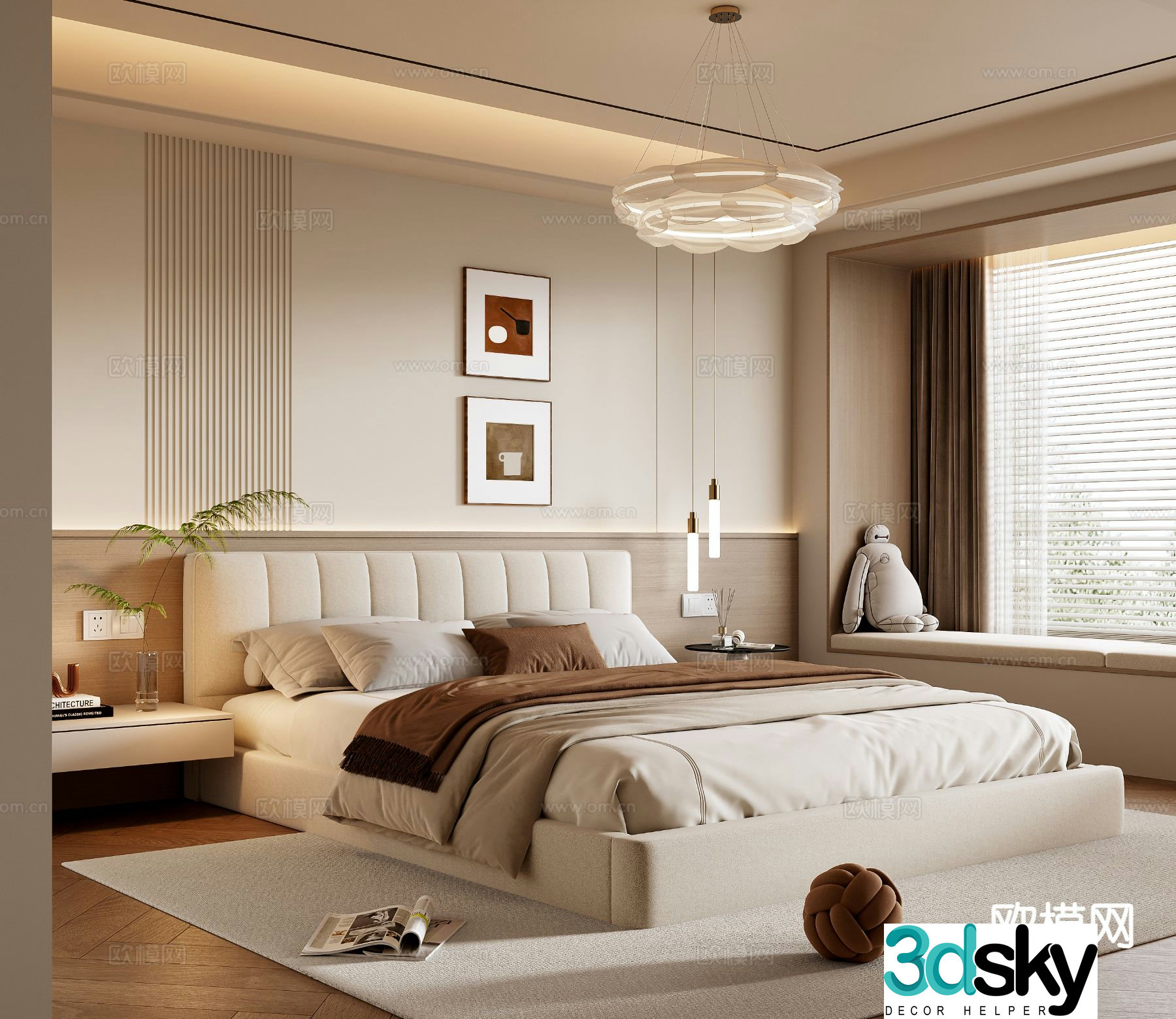 Cream style bedroom master bedroom 3d model