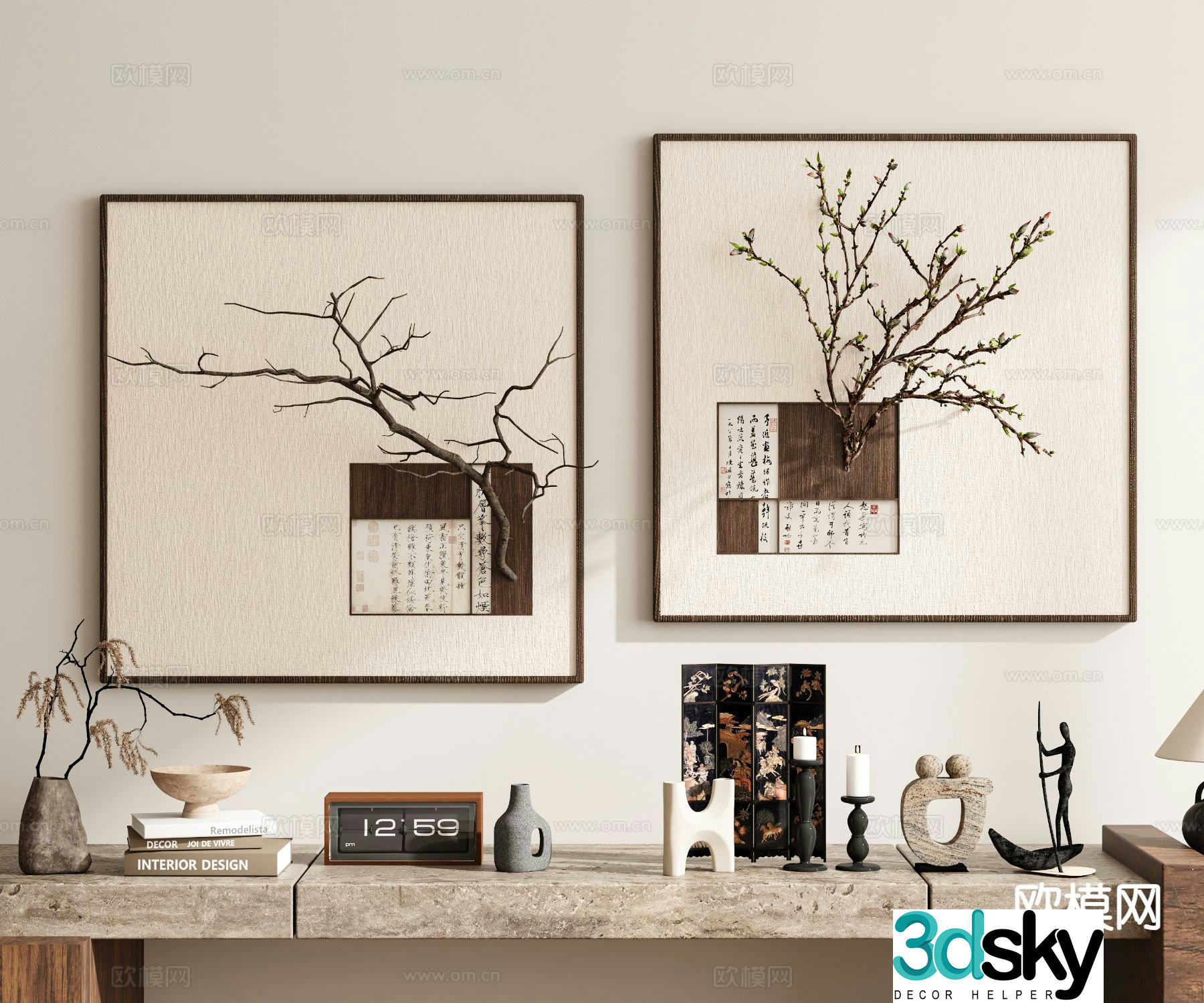 Wabi-sabi painting decorative painting art painting hanging painting 3D model