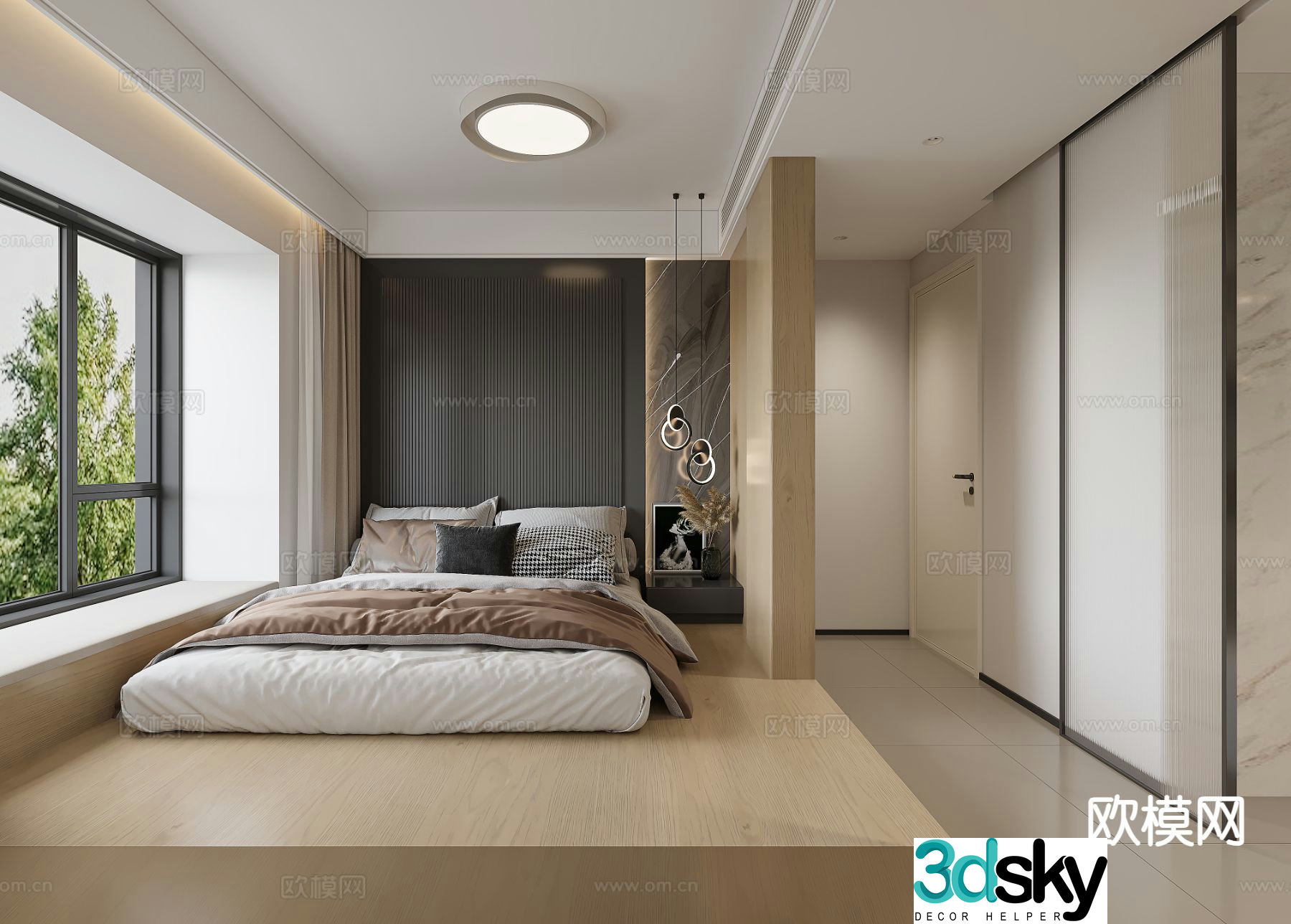 Modern bedroom master bedroom master bathroom 3d model