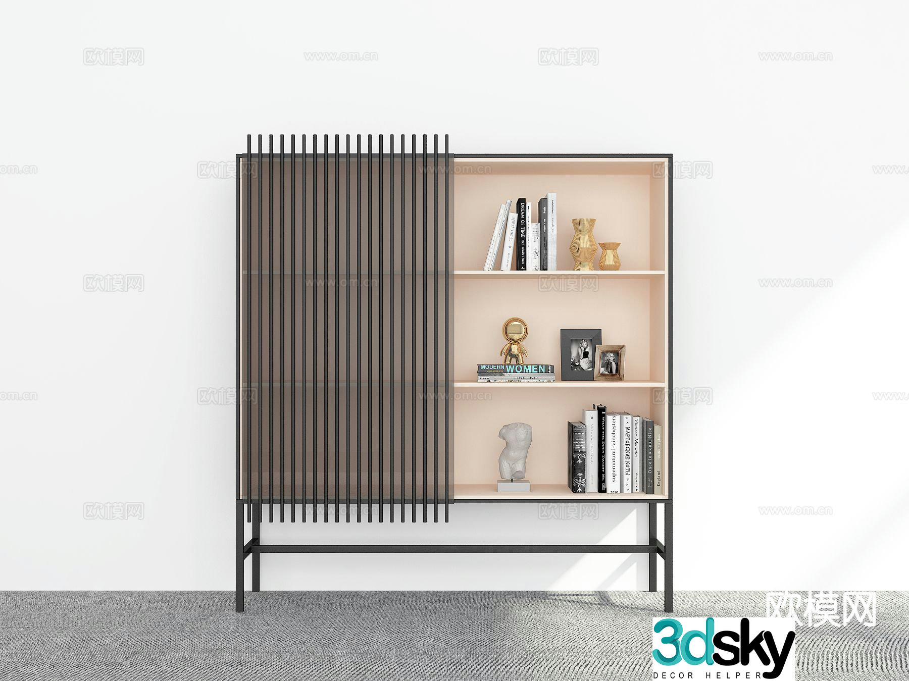 Modern bookcase bookshelf 3d model