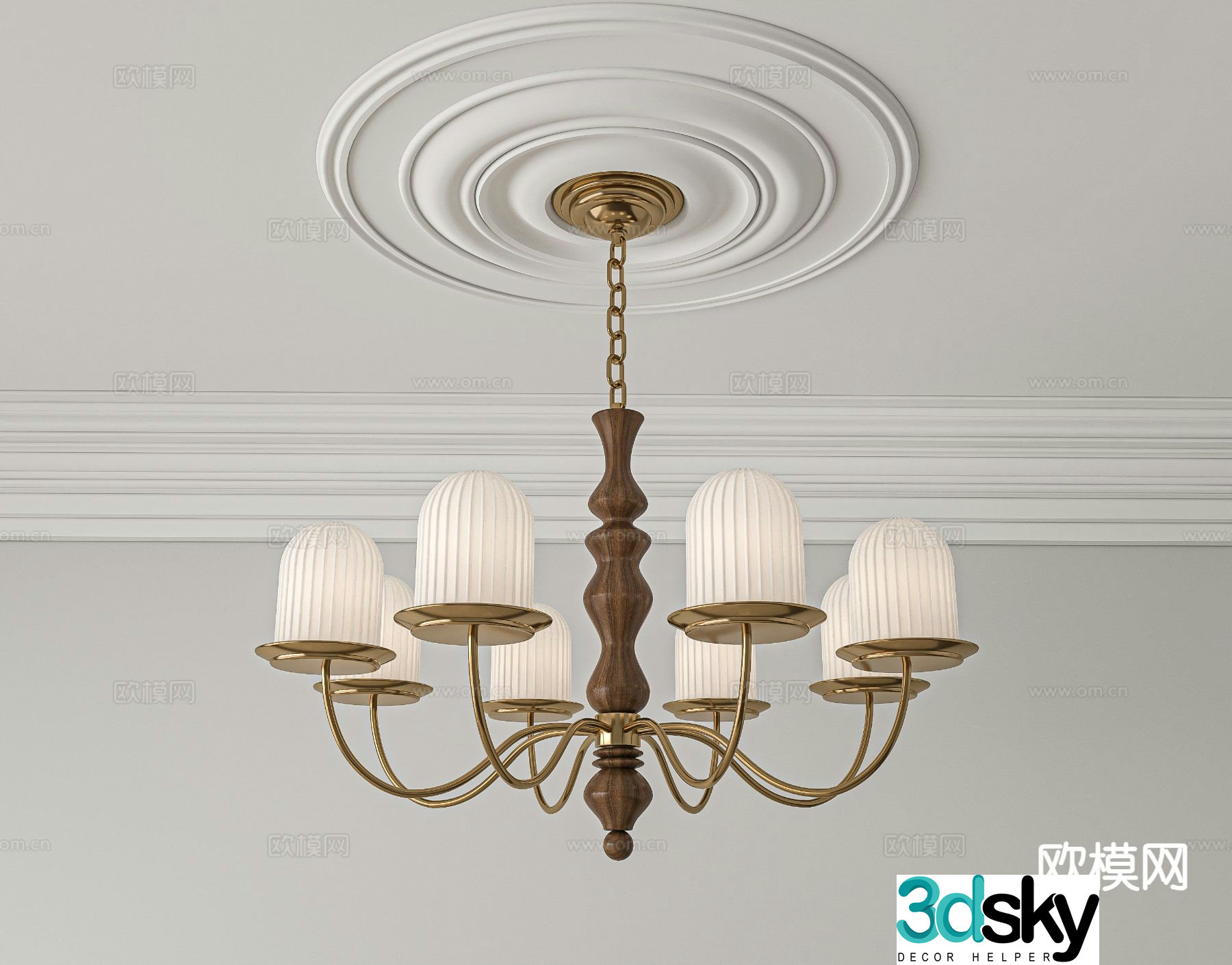 French retro chandelier multi-head chandelier 3D model