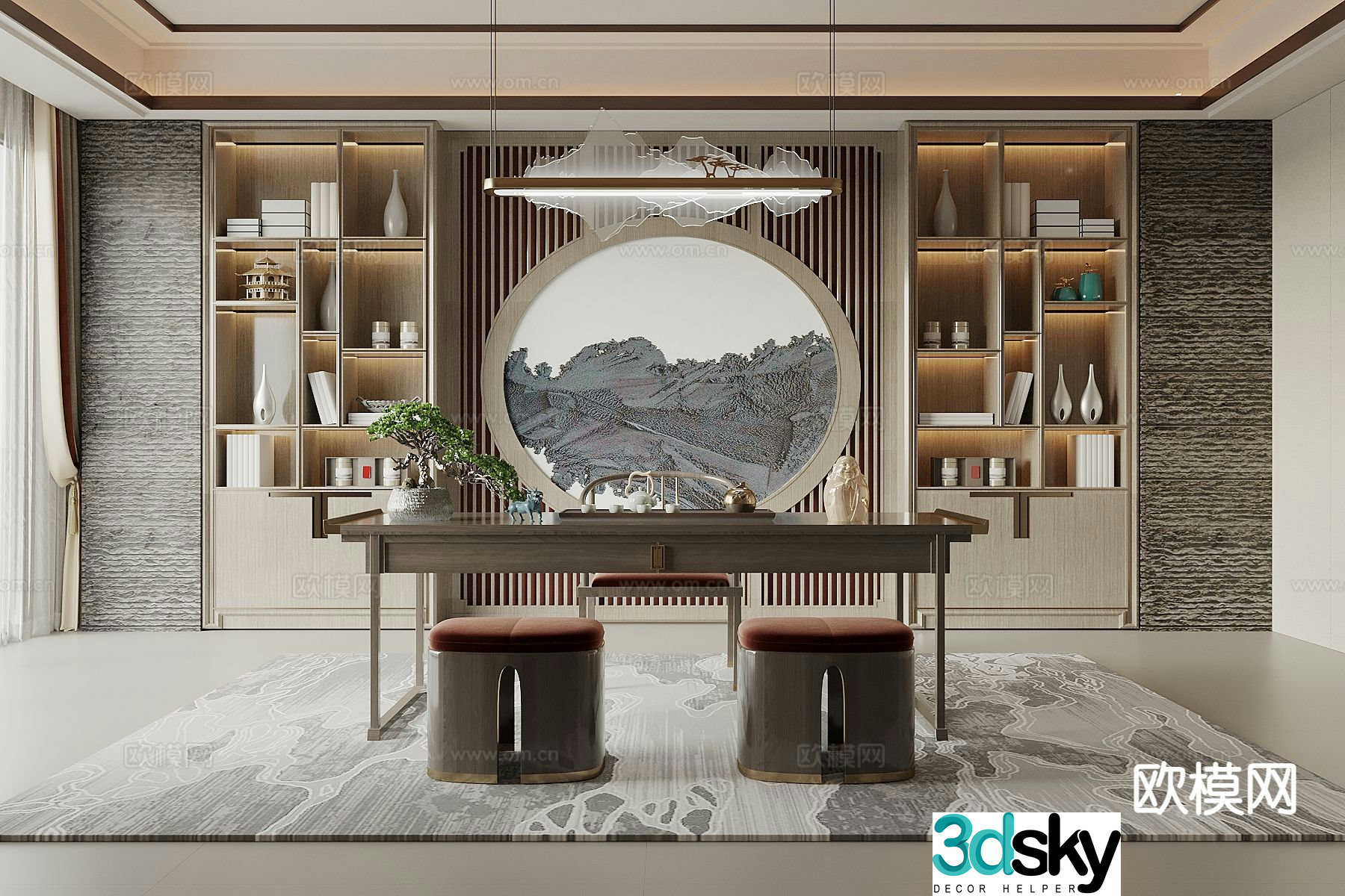 New Chinese tea room 3d model