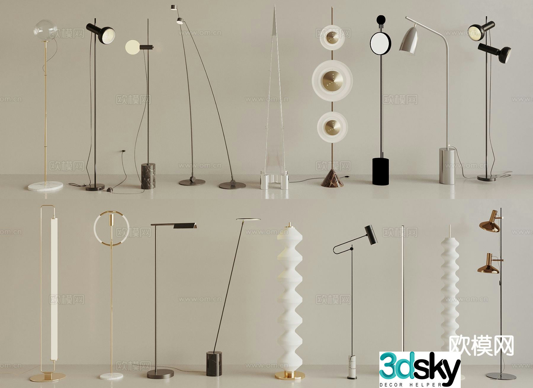 Cream style floor lamp 3d model