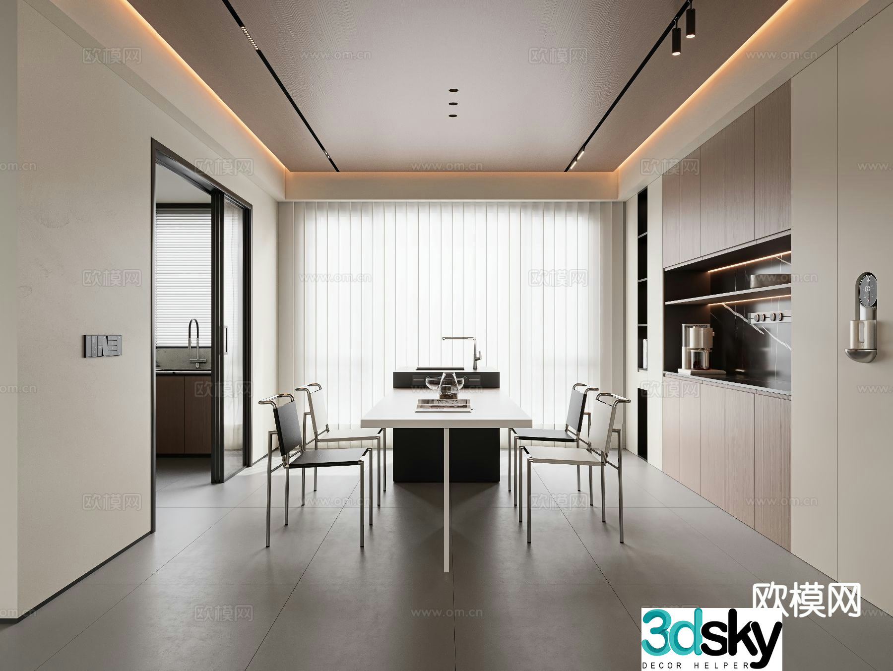 Modern minimalist restaurant 3d model
