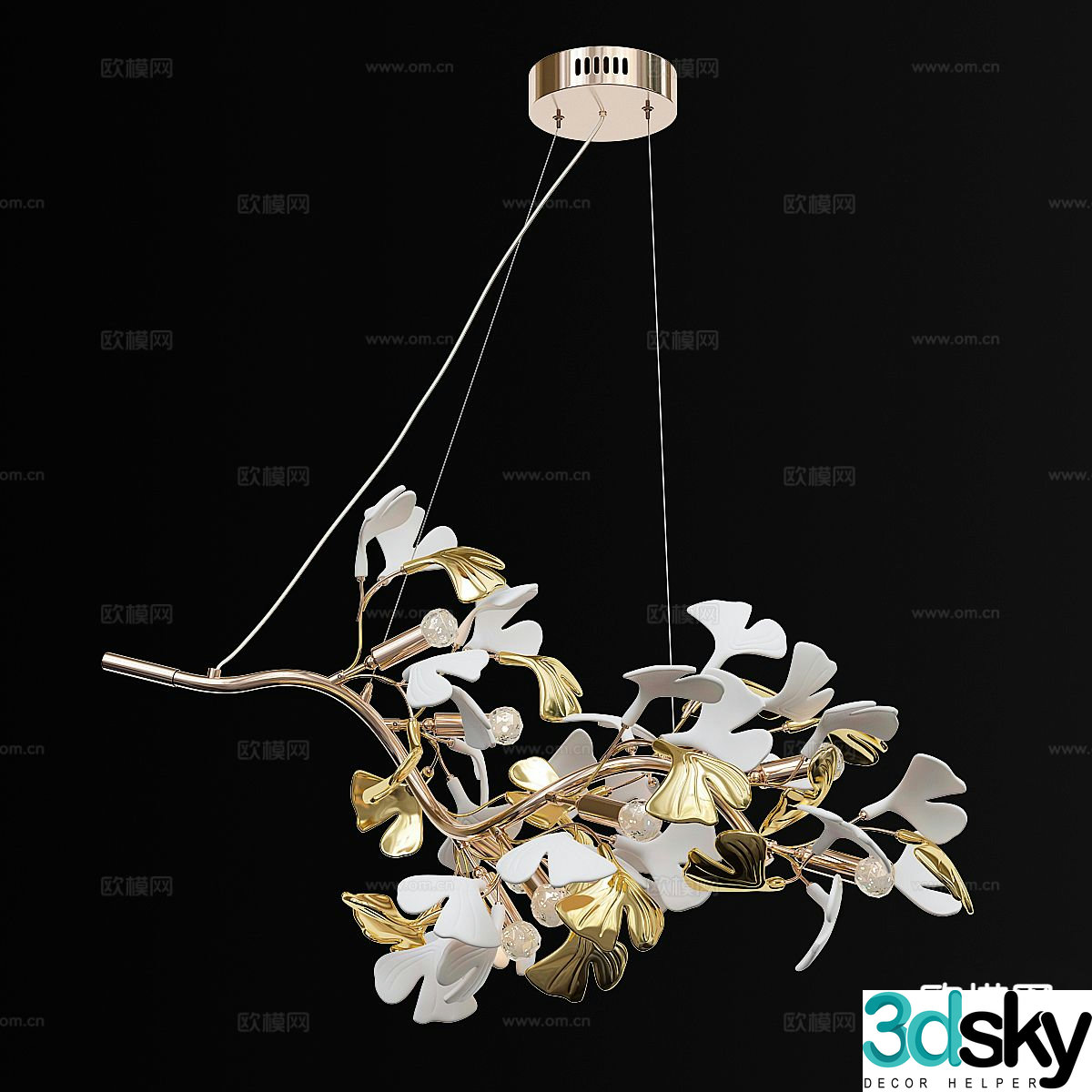 Modern tree branch decorative lamp 3d model