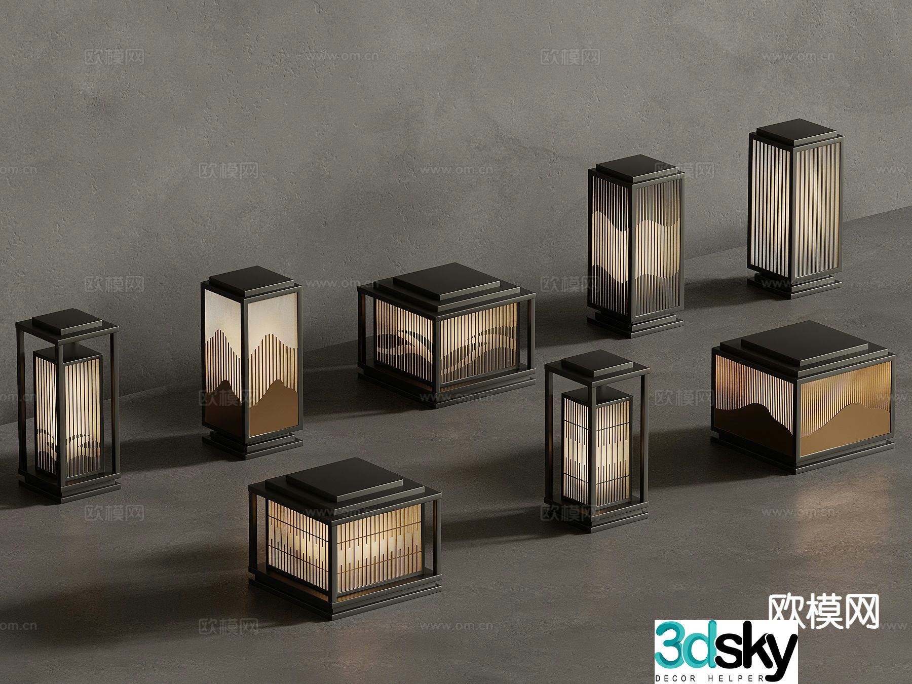 New Chinese style outdoor lamp garden lamp lawn lamp 3d model