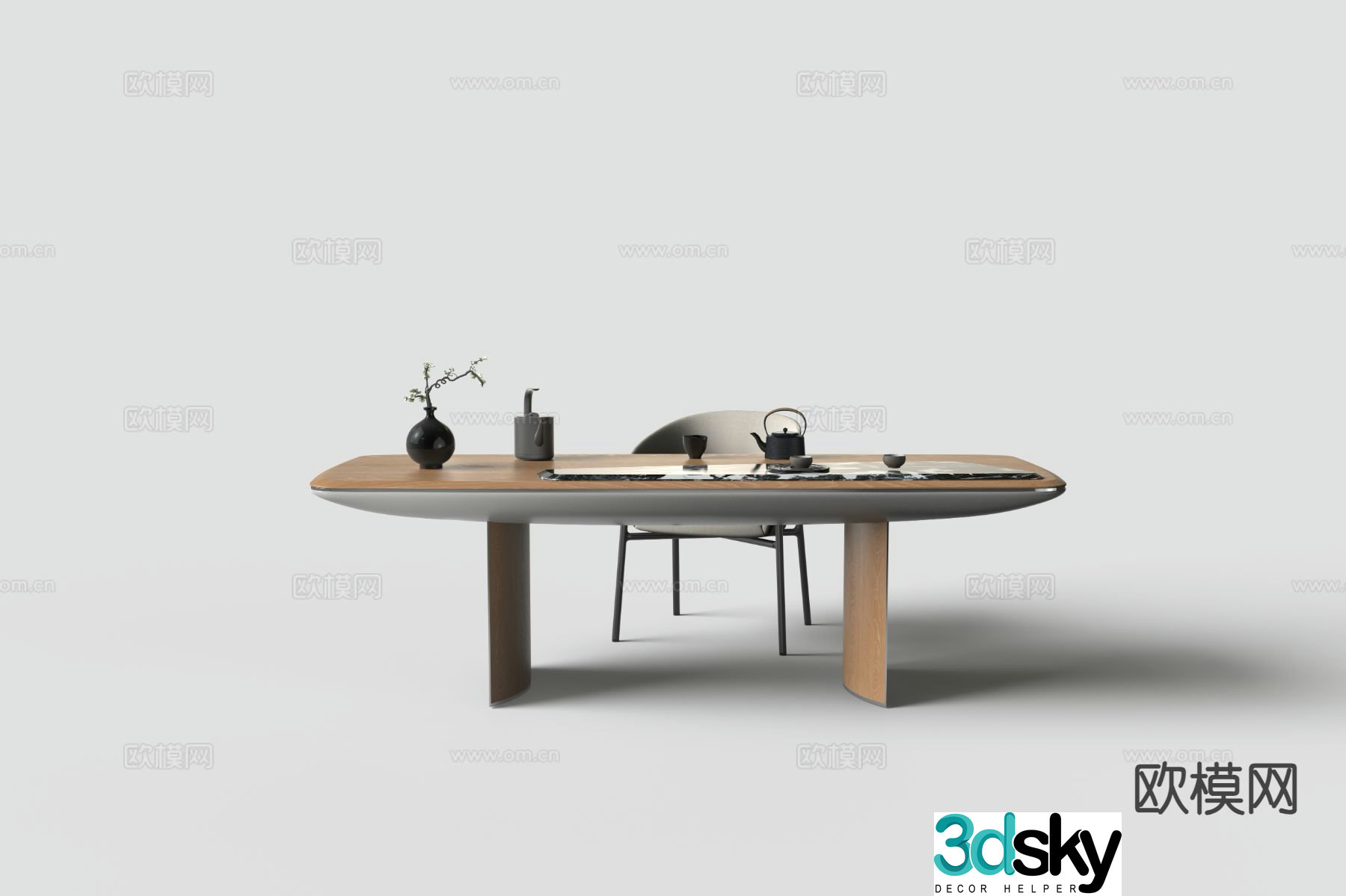 â€ŒWabi-sabi tea table and chair 3d model
