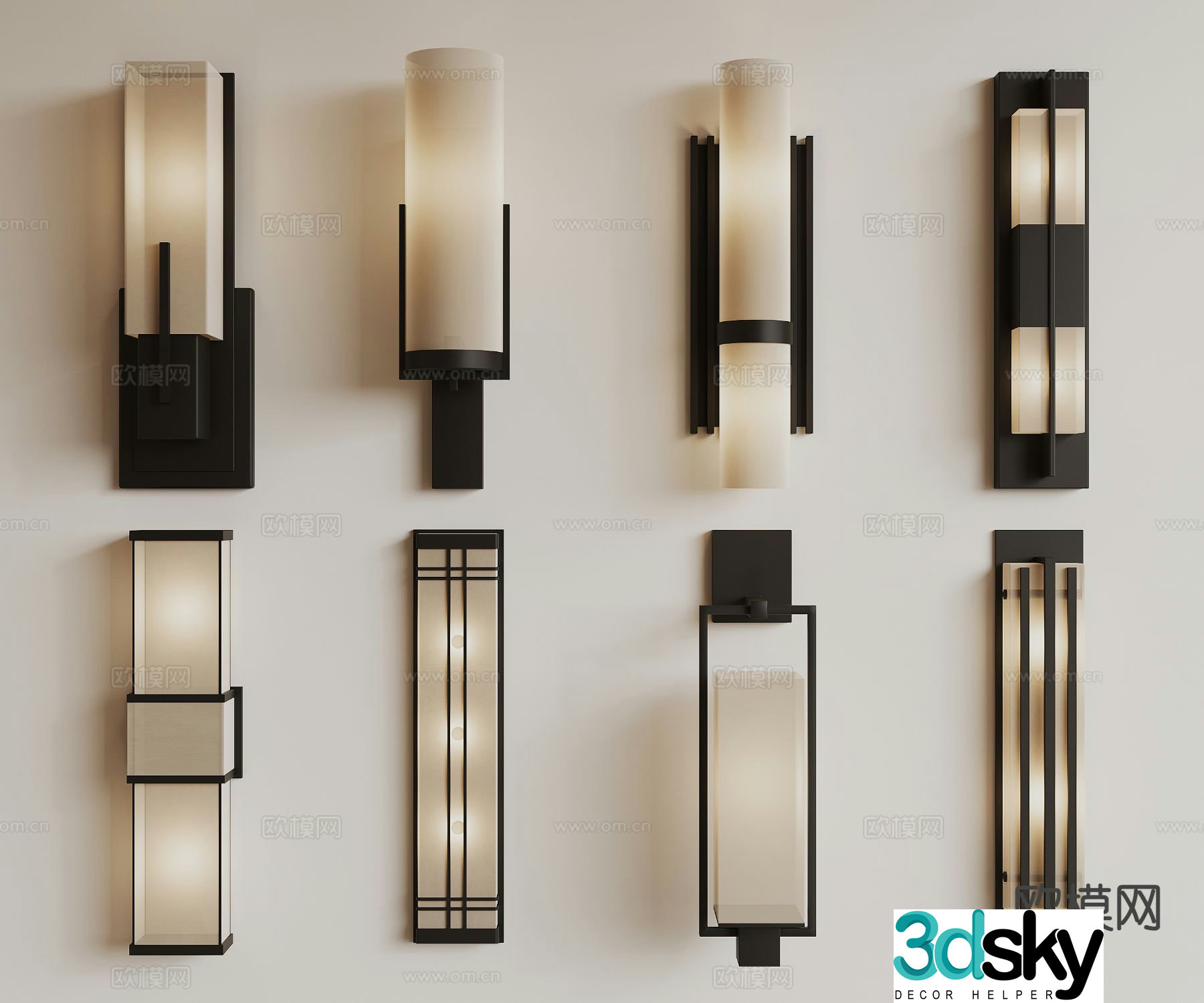 Wabi-sabi wall lamp long wall lamp 3d model