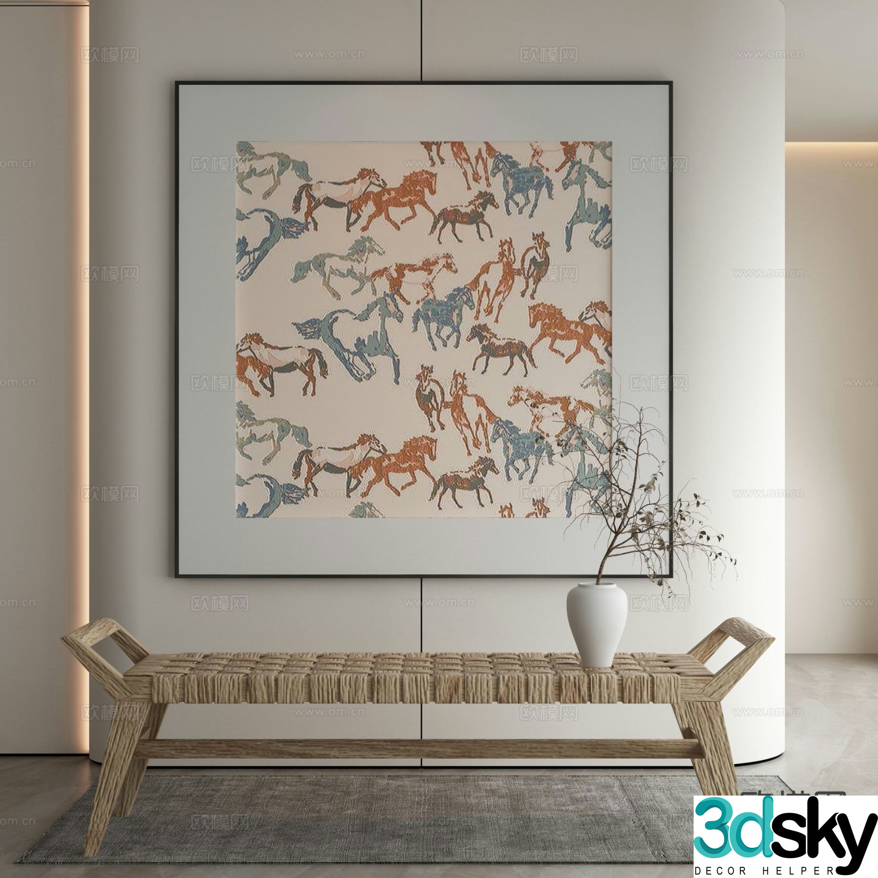 Modern decorative painting abstract painting horse painting 3d model