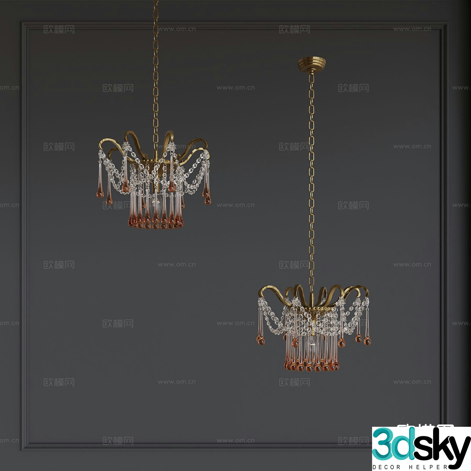 French chandelier crystal lamp 3d model