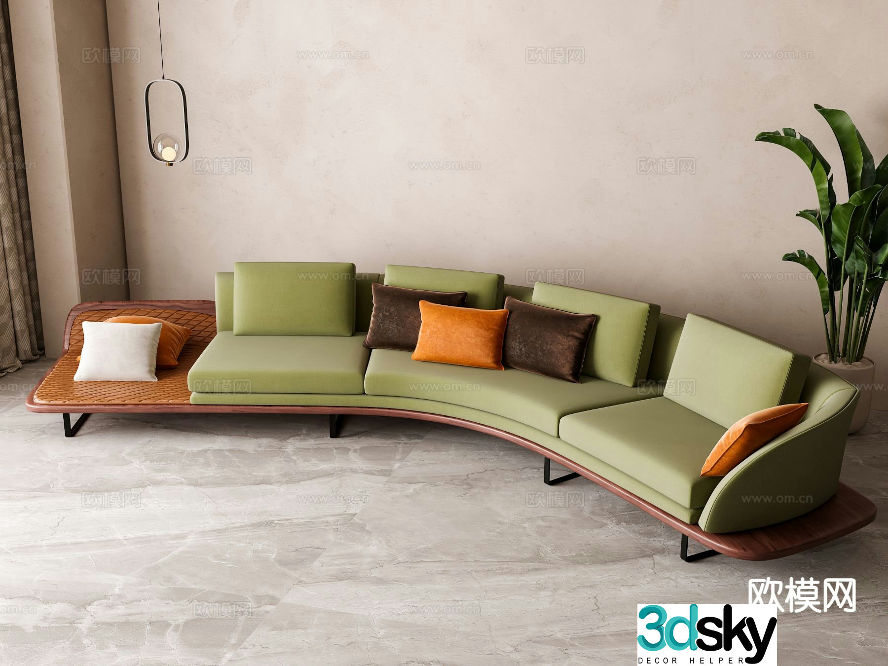 Modern curved sofa multi-person sofa 3d model
