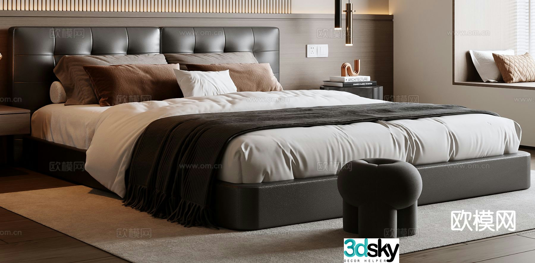 Italian double bed 3d model