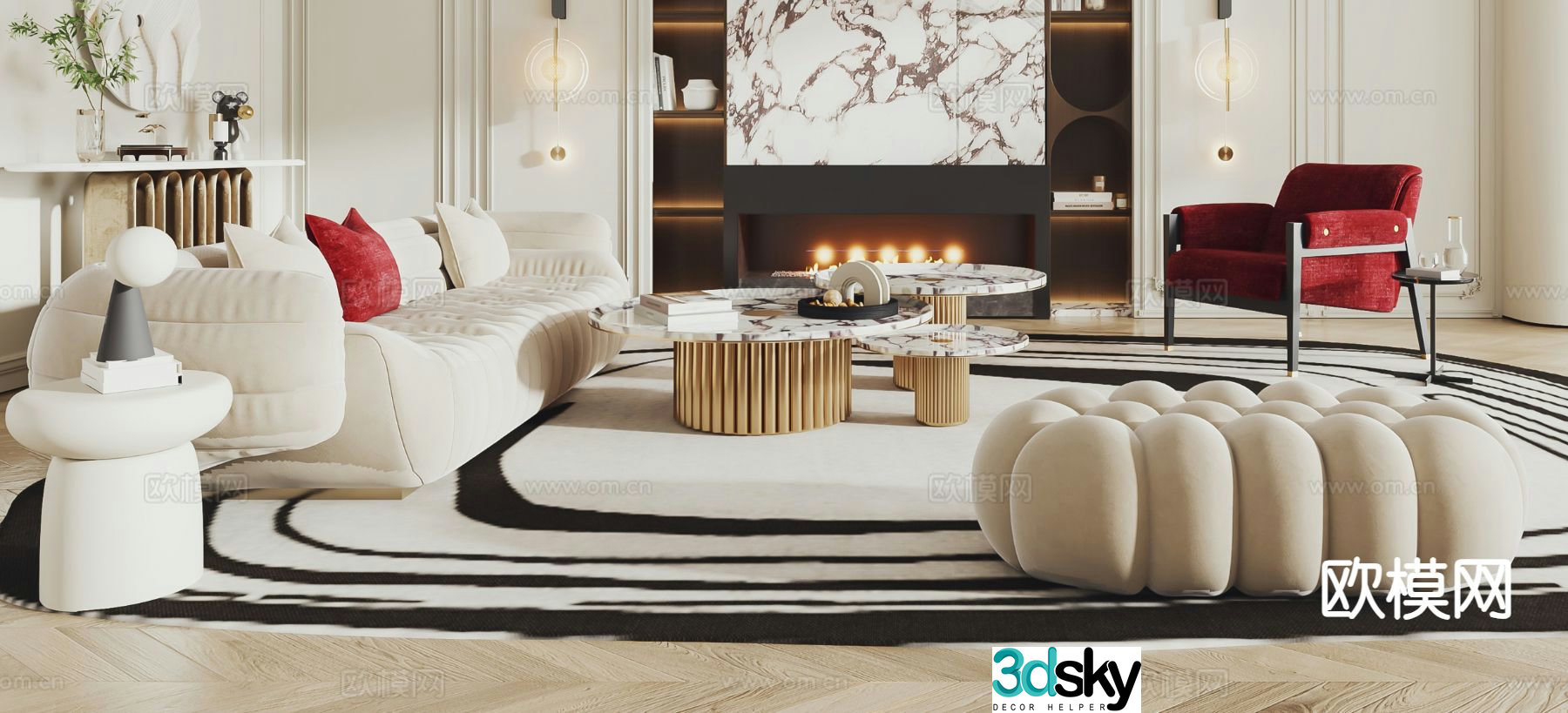 French sectional sofa 3d model