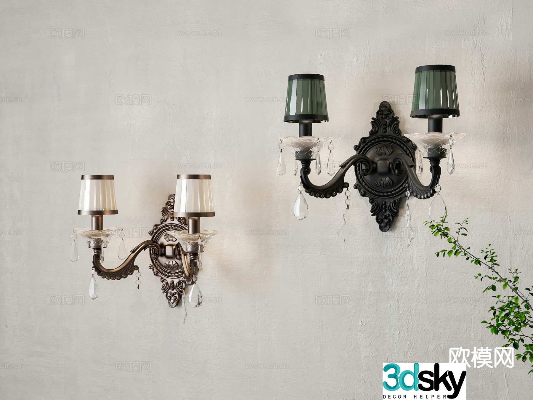 American wall lamp retro wall lamp 3d model