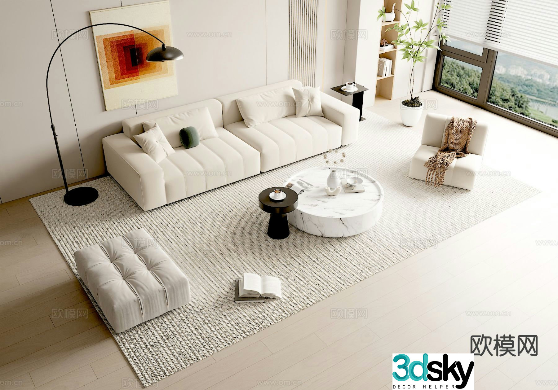 Cream style sofa modular sofa 3d model