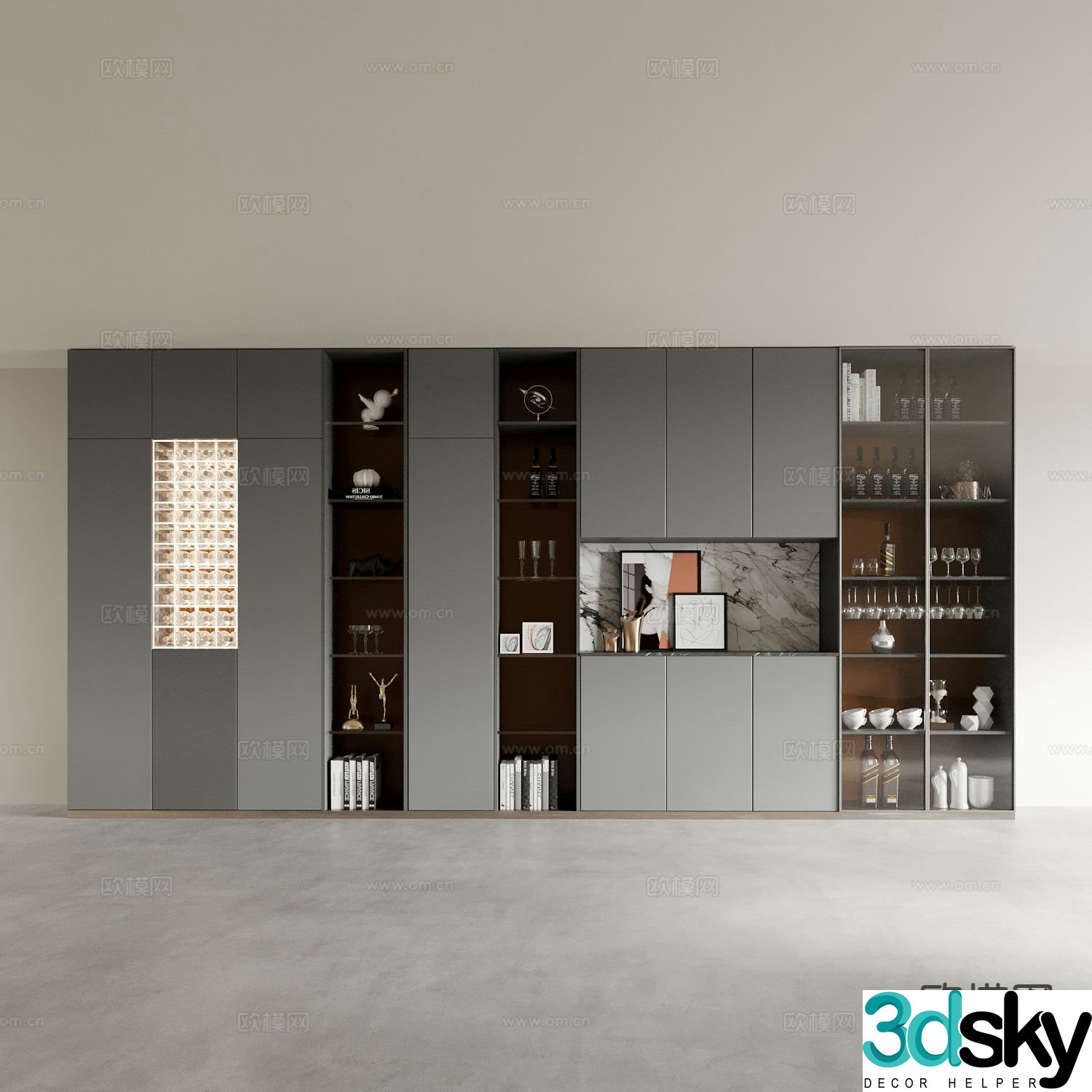 Italian wine cabinet sideboard tea cabinet 3D model