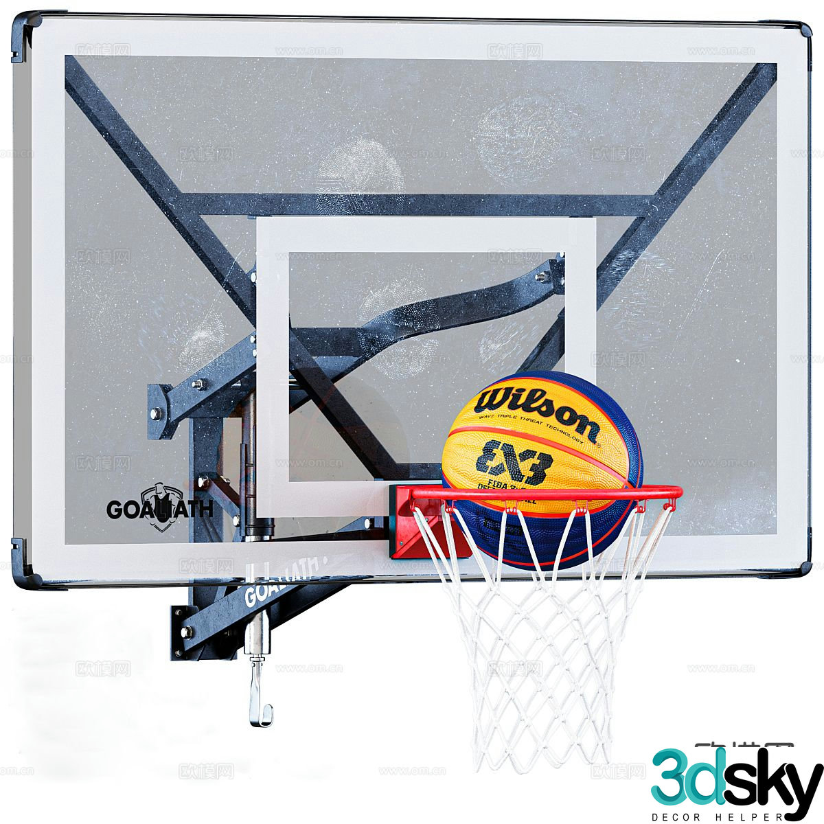basketball stand net basket 3d model
