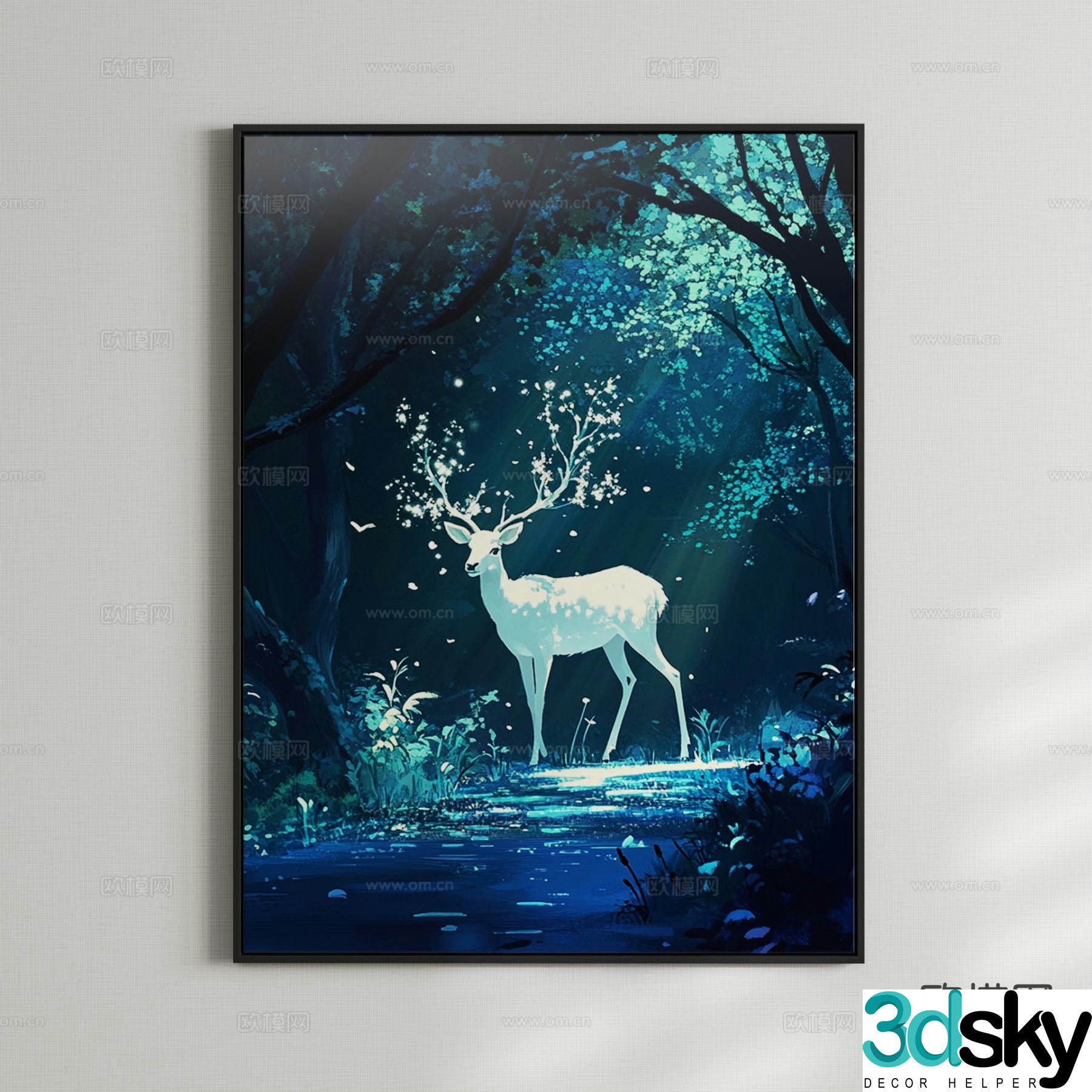 Decorative Painting Art Painting Lin Shenjian Deer Hanging Painting 3D Model