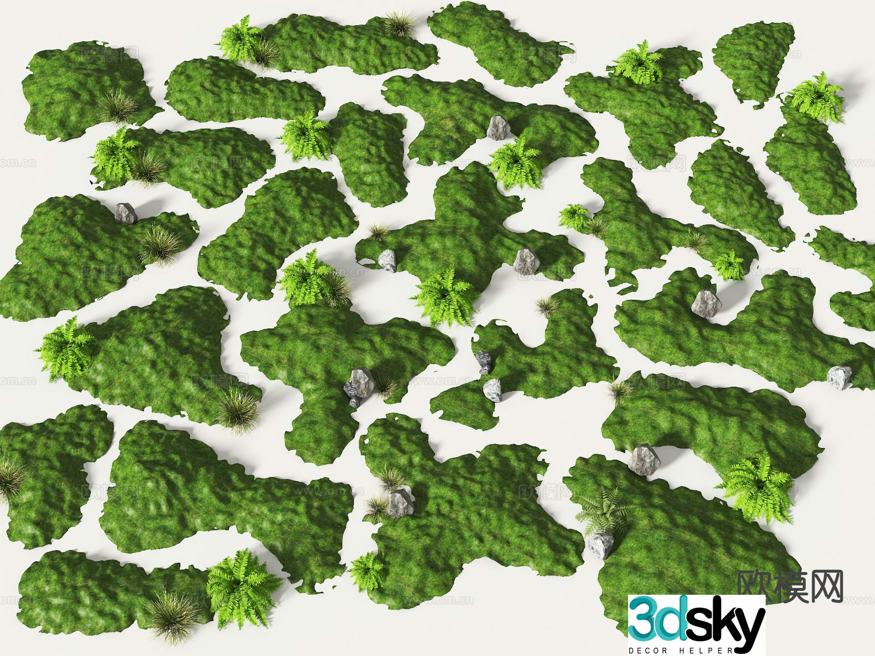 Mountain terrain micro-terrain grass slope hill 3D model