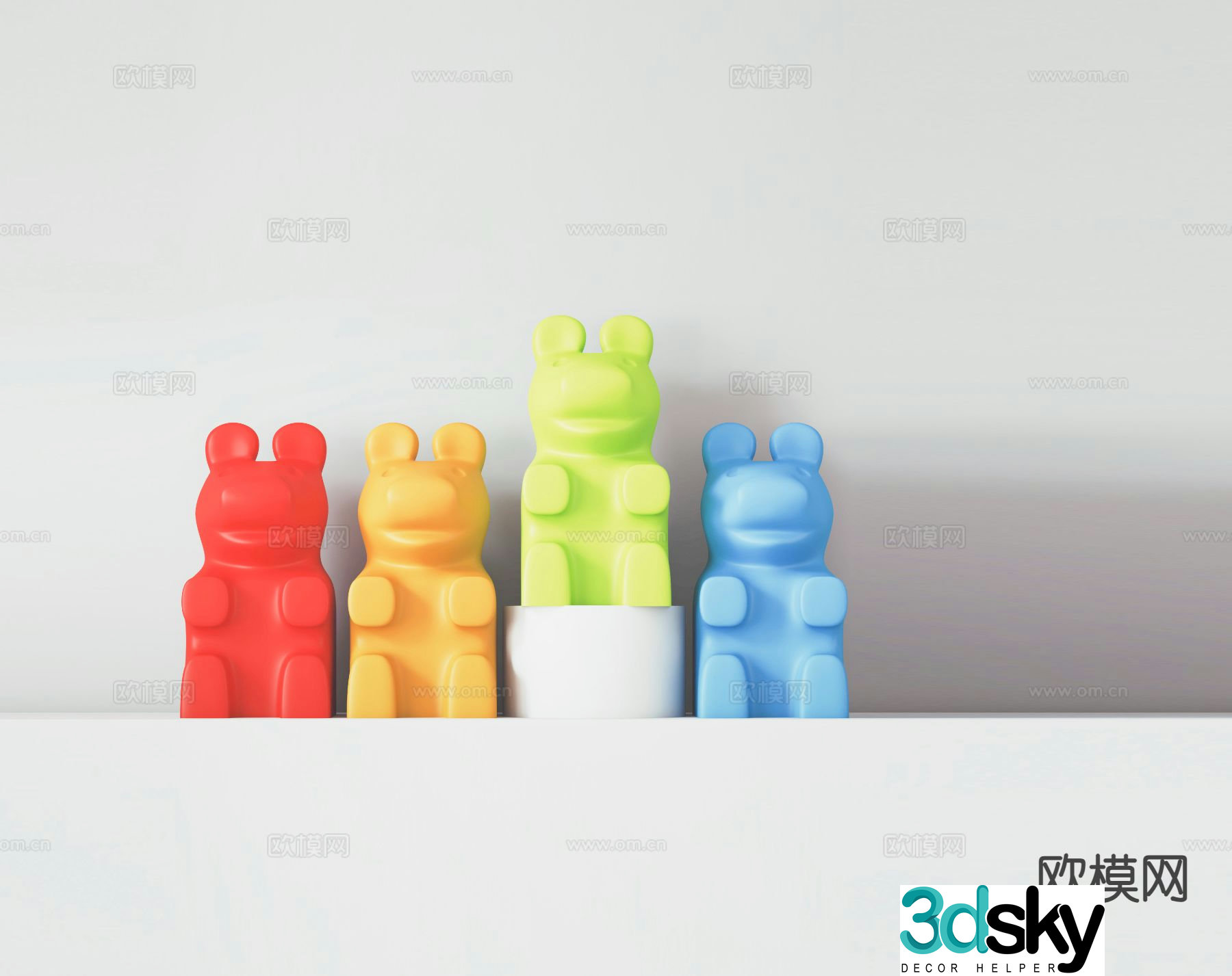 Cream style furnishings colorful cartoon bears children’s toys 3D model