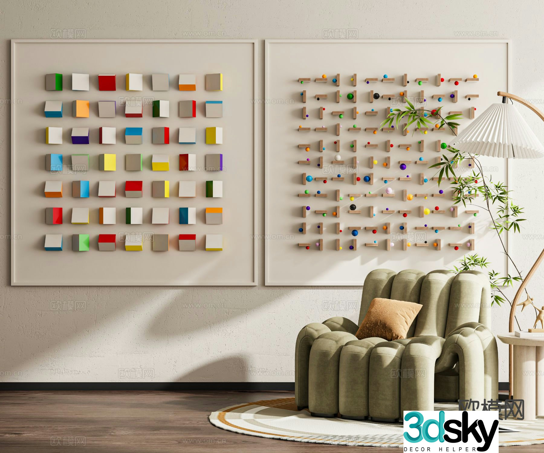 Medieval style decorative painting hanging painting Memphis hanging painting 3D model