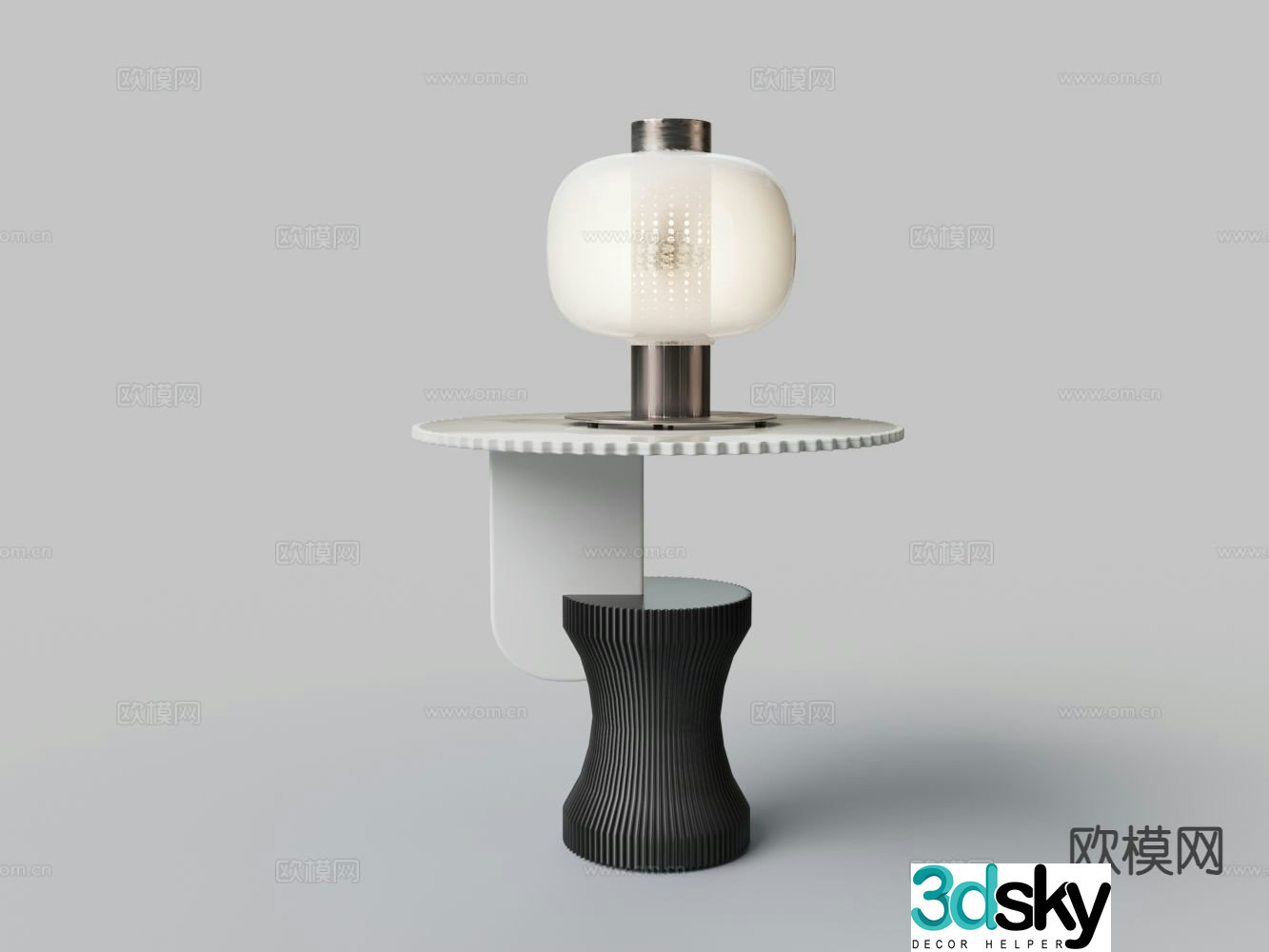 Modern waist drum side table table lamp 3d model